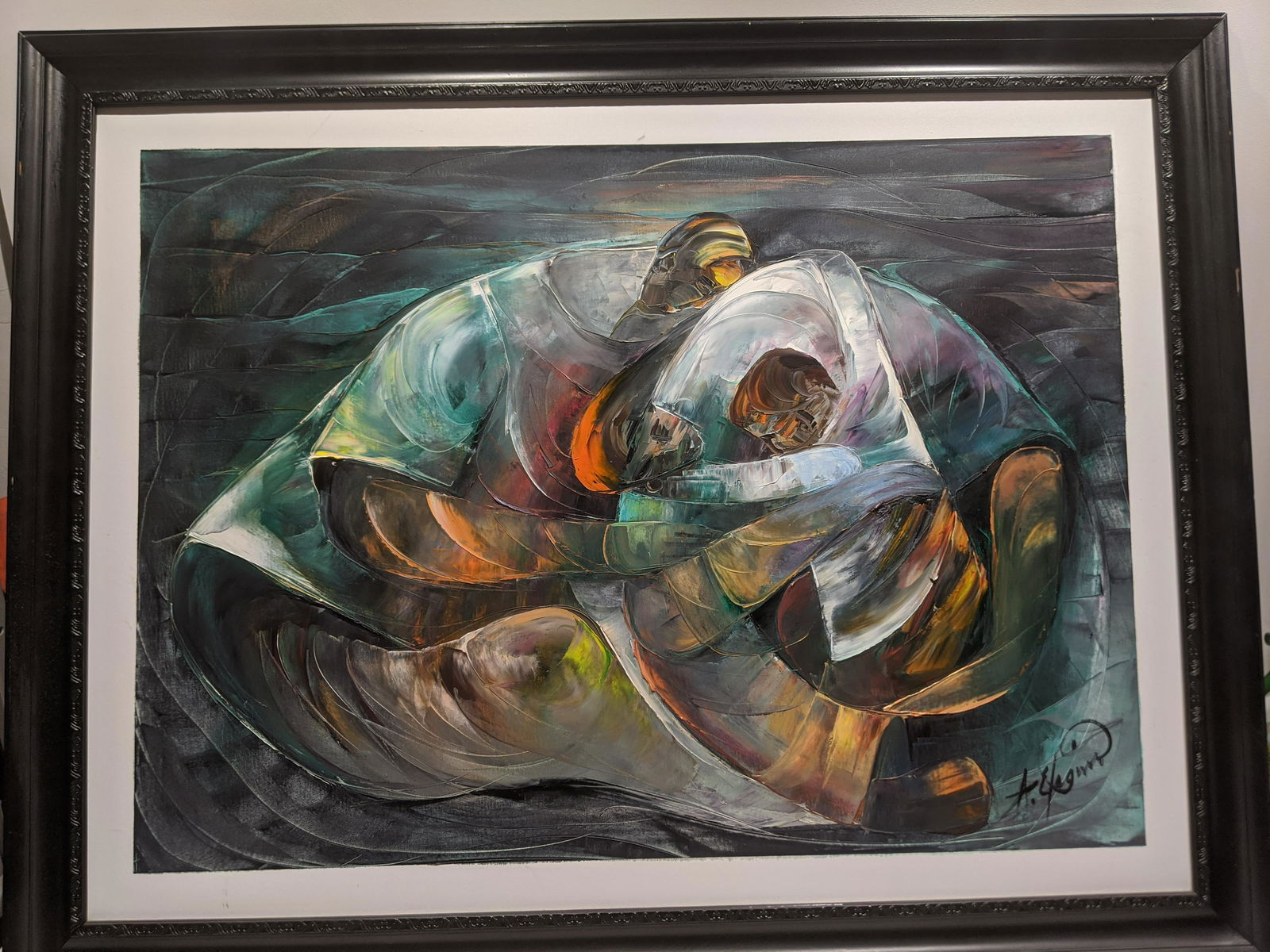 Signed A Yagimo Large Abstract Couple Oil Painting (1 of 14)