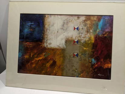 Pietro Adamo Modern Abstract Mixed Media on Paper: Pietro Adamo Modern Abstract Mixed Media on Paper with matting and plexiglass. Listed Canadian artist born 1955. Measurements in inches: 37 1/2 x 28, image: 30 x 22 Condition:Good with no problems Shi