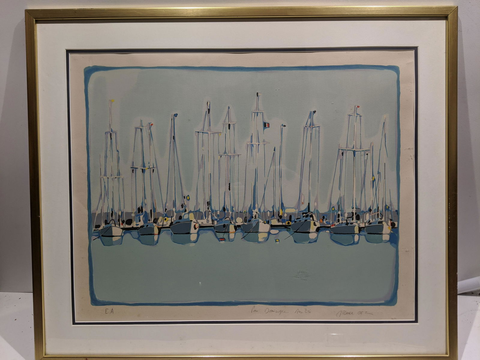 Michel Bez Boats in Harbor EA Lithograph (1 of 13)