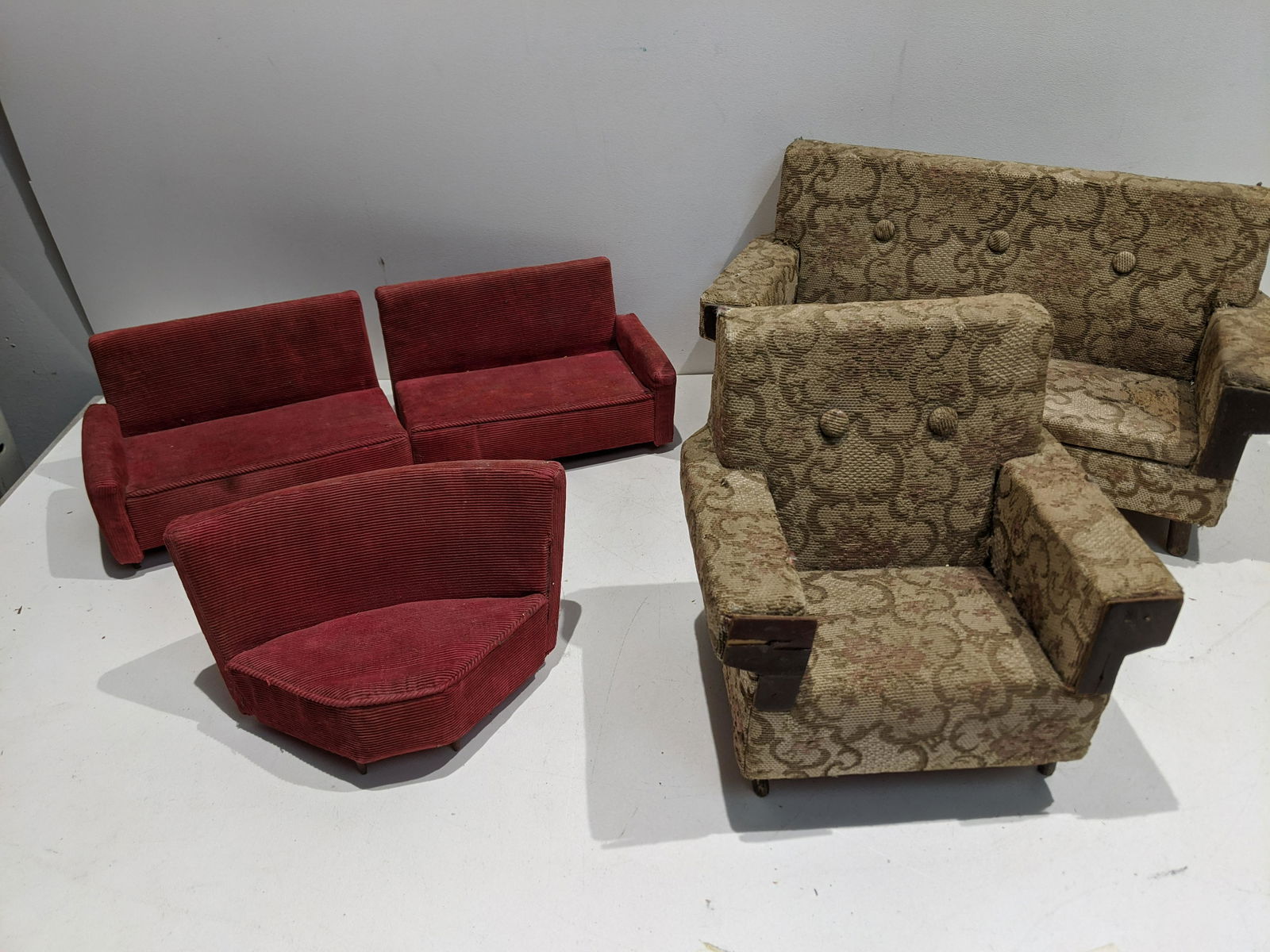 Lot Vintage Doll Large Upholstered Couches (1 of 7)