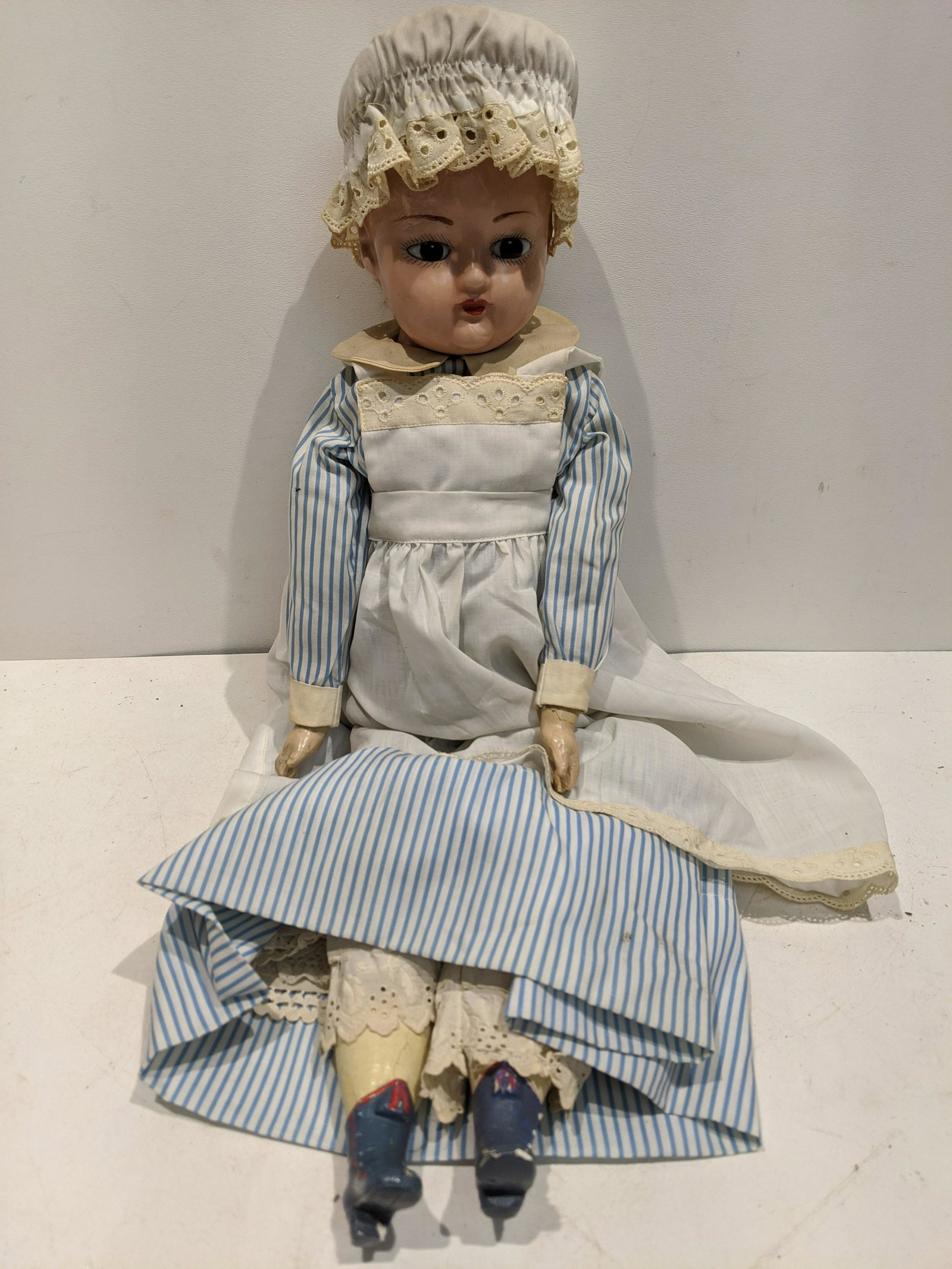 Antique Wax over Paper Mache & composition Doll (1 of 6)