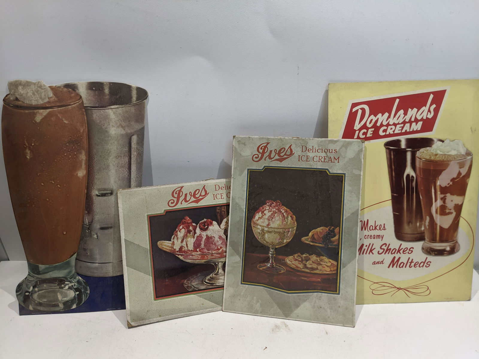 Lot 4 Soda Fountain Cardboard Advert Ice Cream Signs (1 of 9)