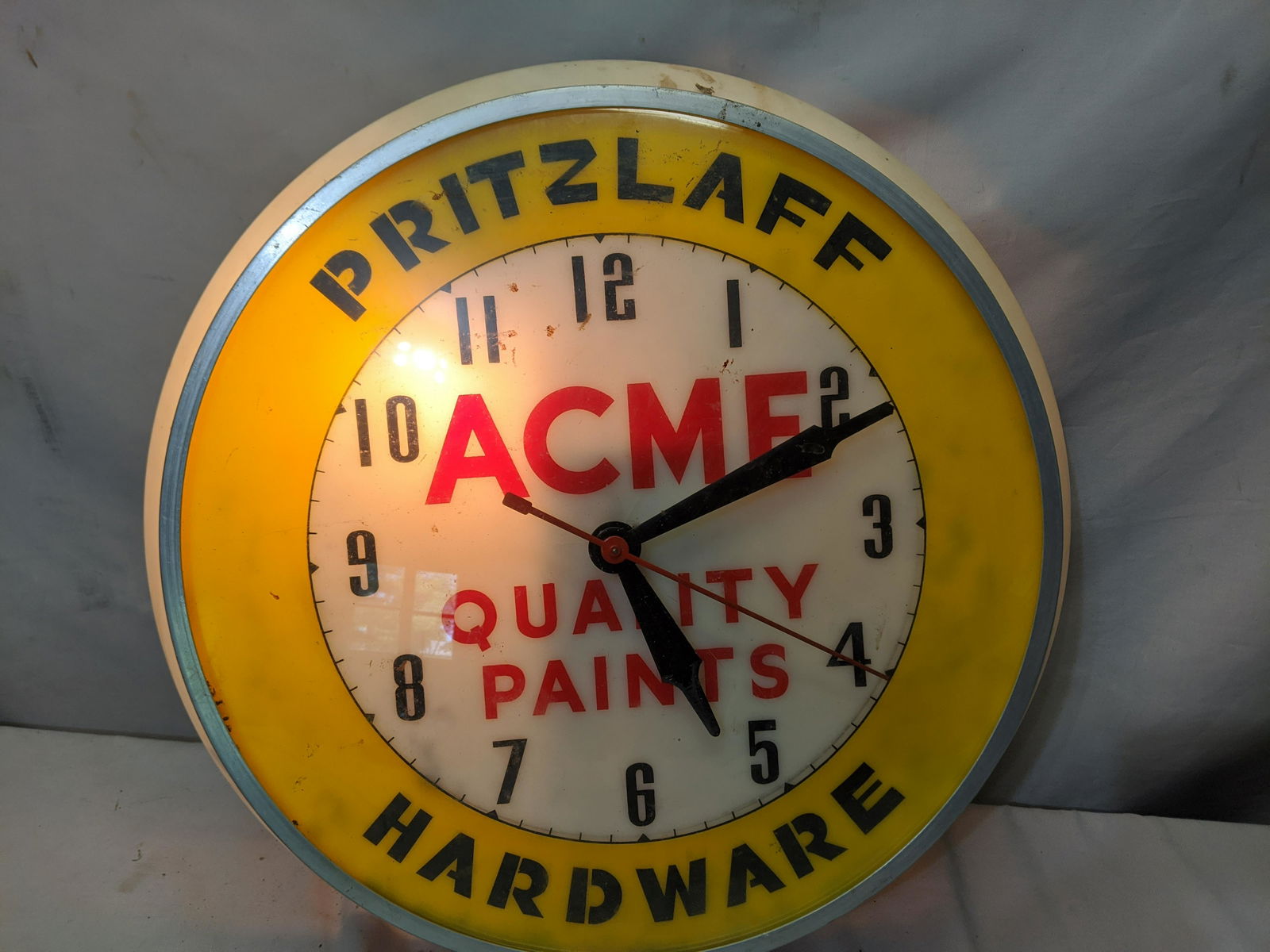 Vintage Acme Quality Paints Bubble Glass Light Up Clock (1 of 8)