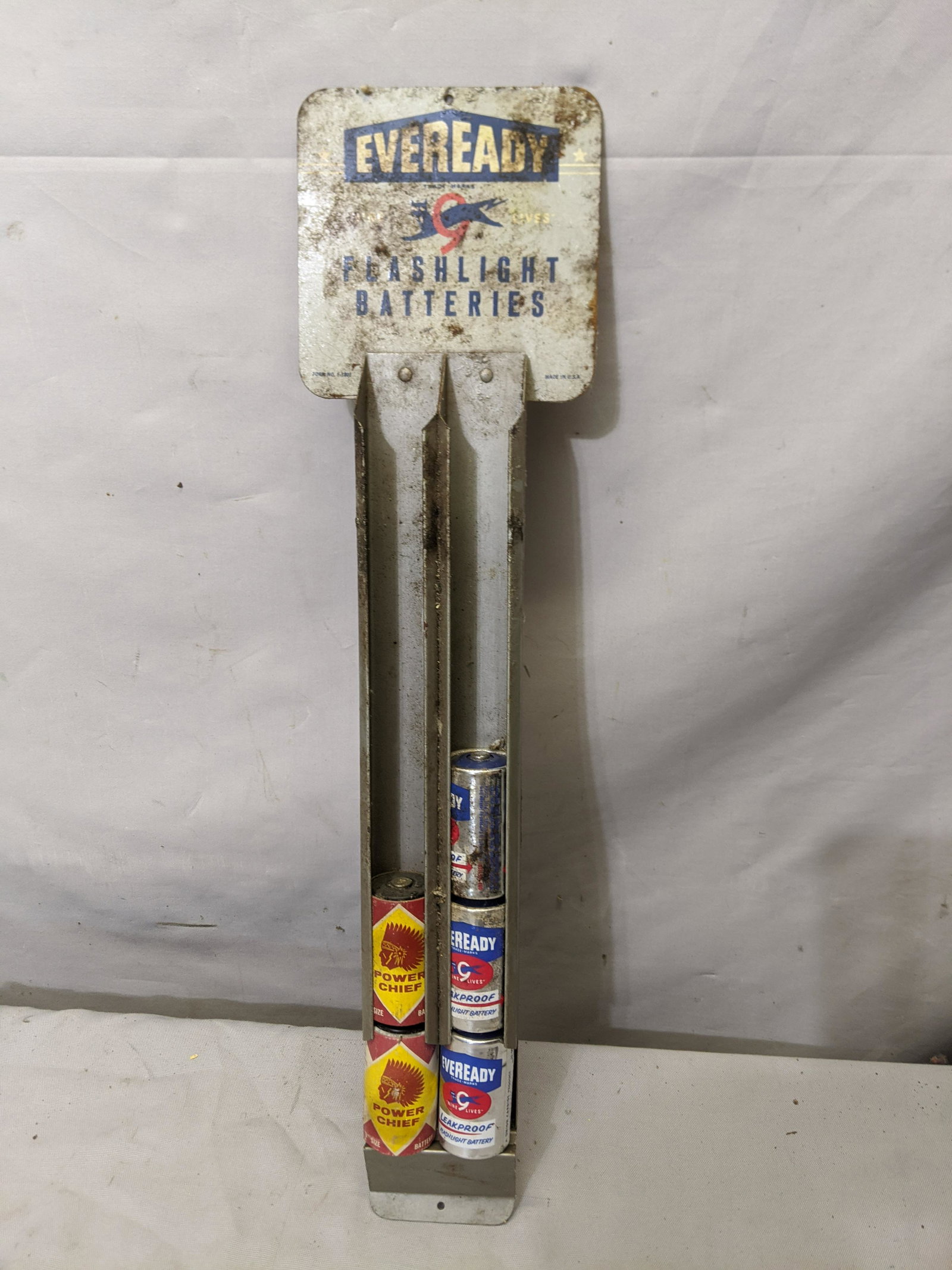 Vintage Eveready Flashlight Batteries Store Display Rac