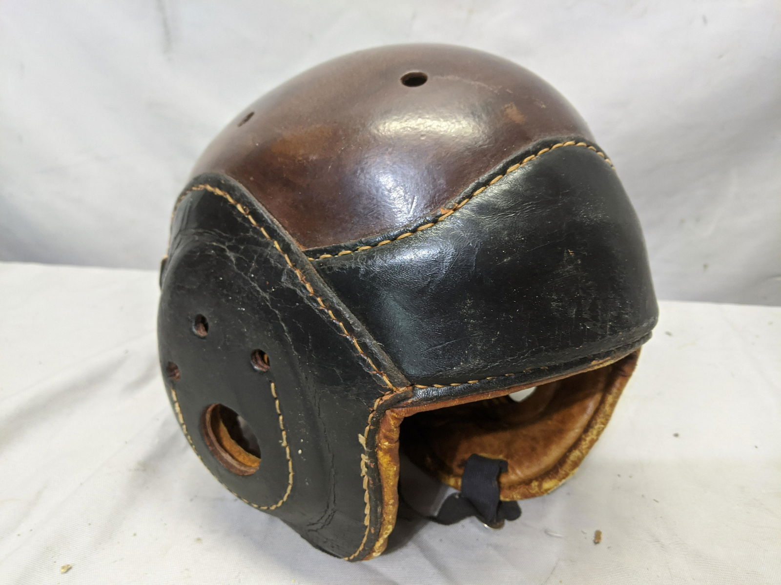Antique Brown Black Leather Cambridge H-20 Football Hel (1 of 6)
