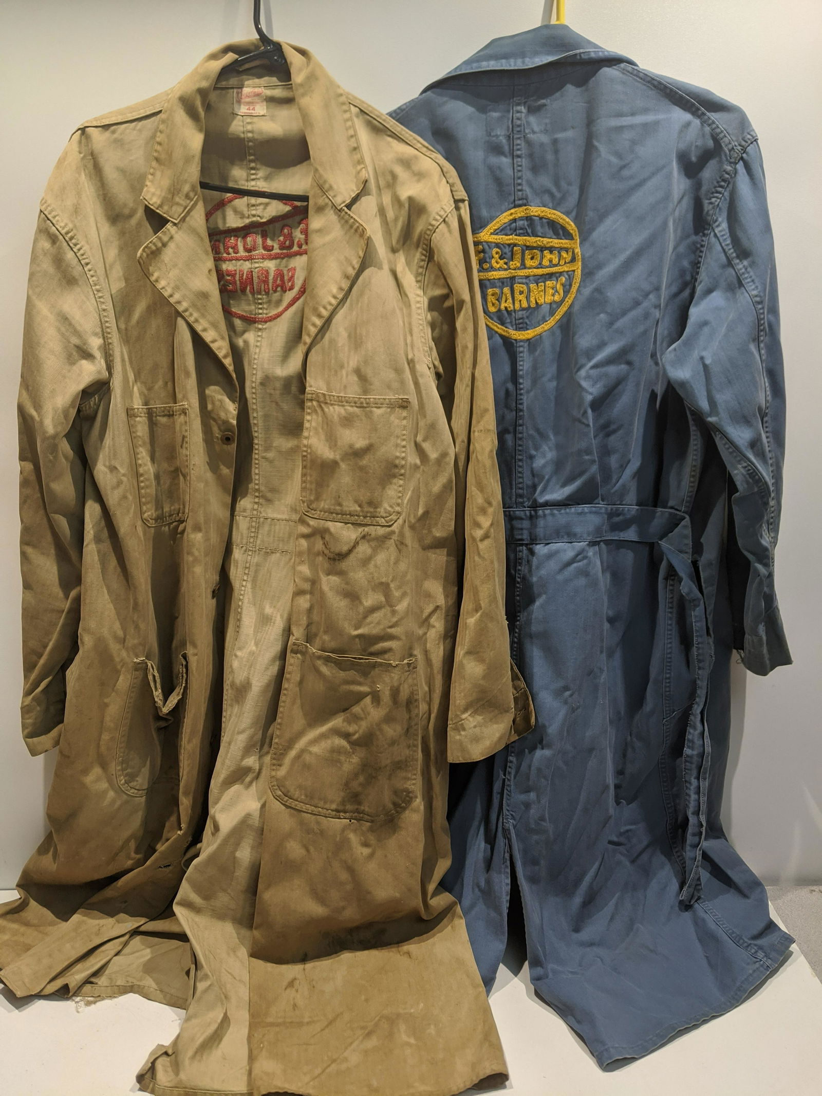 2 WF & John Barnes Blue & Beige Shop Coat Overalls (1 of 8)