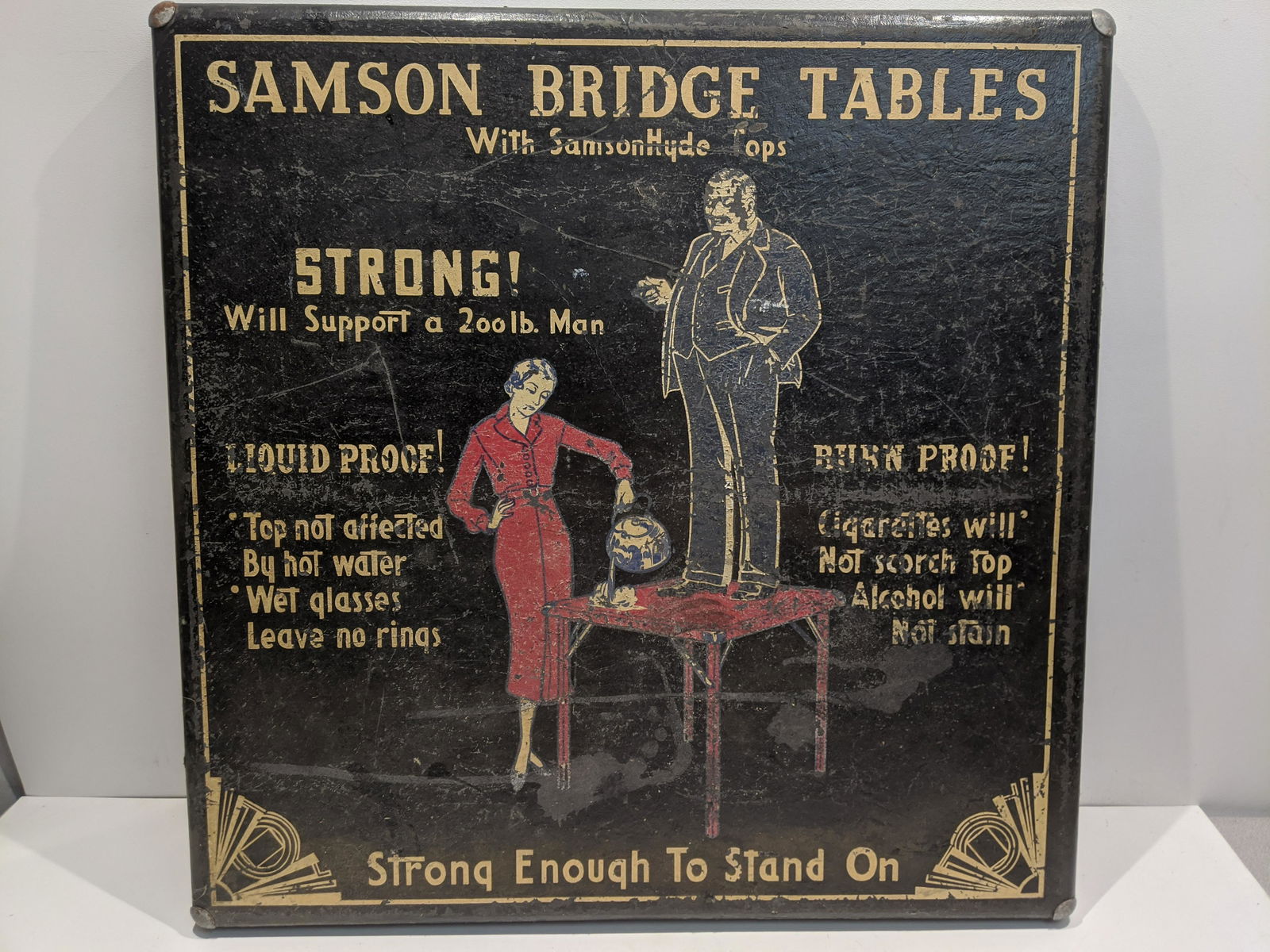 Art Deco Samson Bridge Folding Card Table w/ Advert (1 of 9)