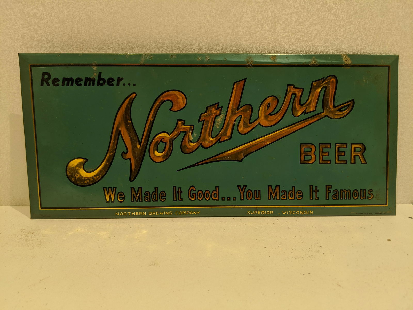 Vintage Northern Beer Tin Cardboard Sign Superior WI (1 of 5)