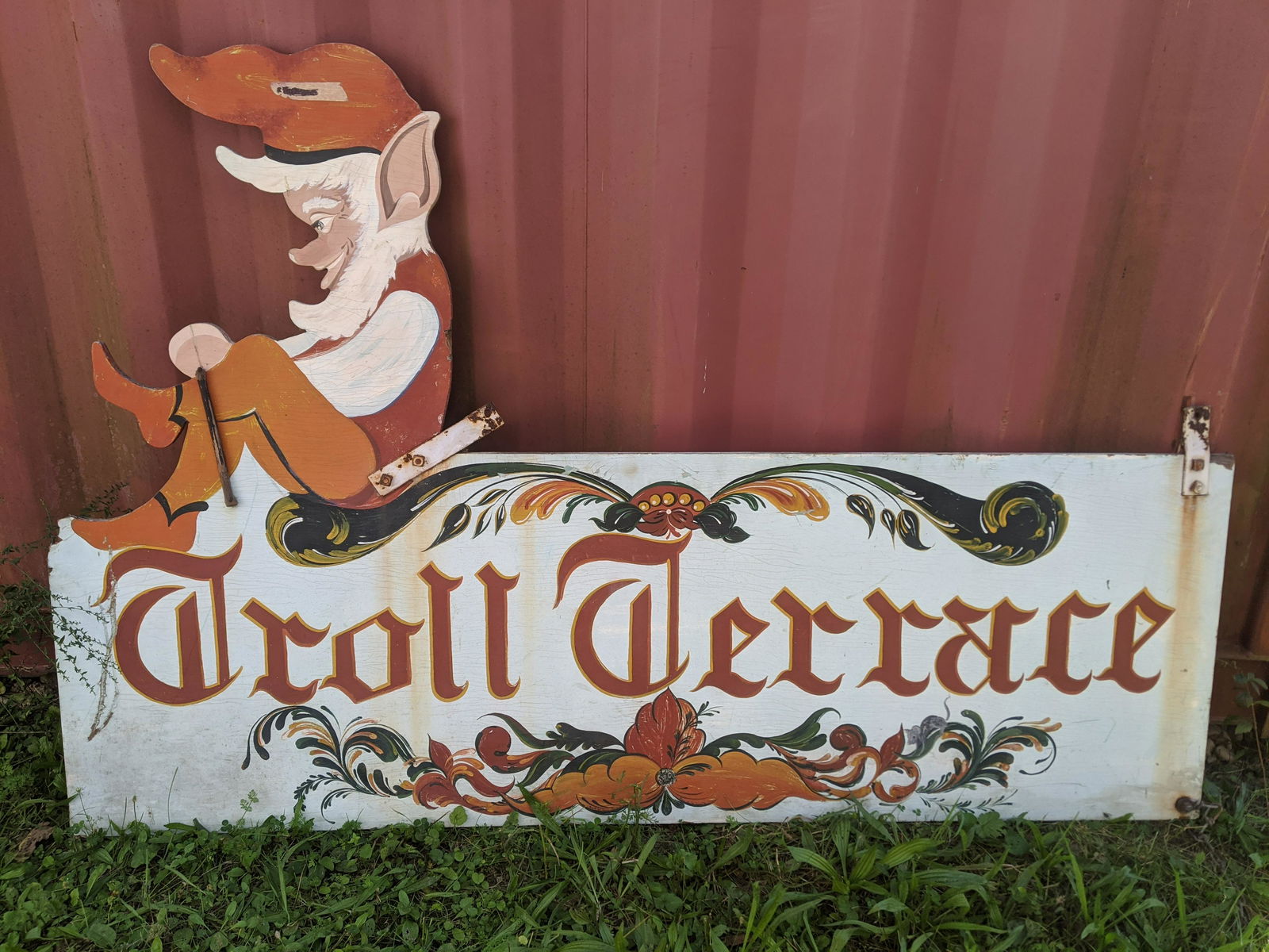 Vintage Double Sided Troll Terrace Restaurant Bar Sign (1 of 9)