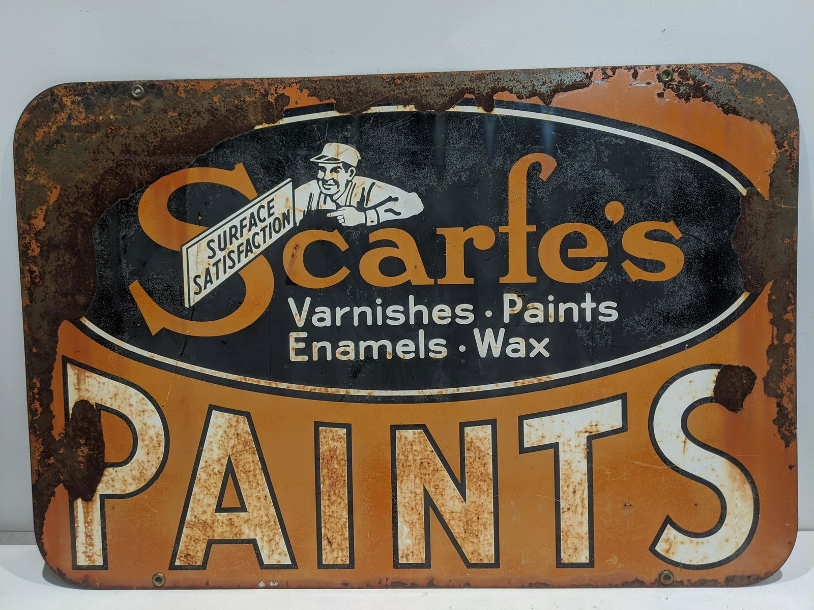 Antique Scarfe's Paints Steel Double Sided Sign (1 of 8)