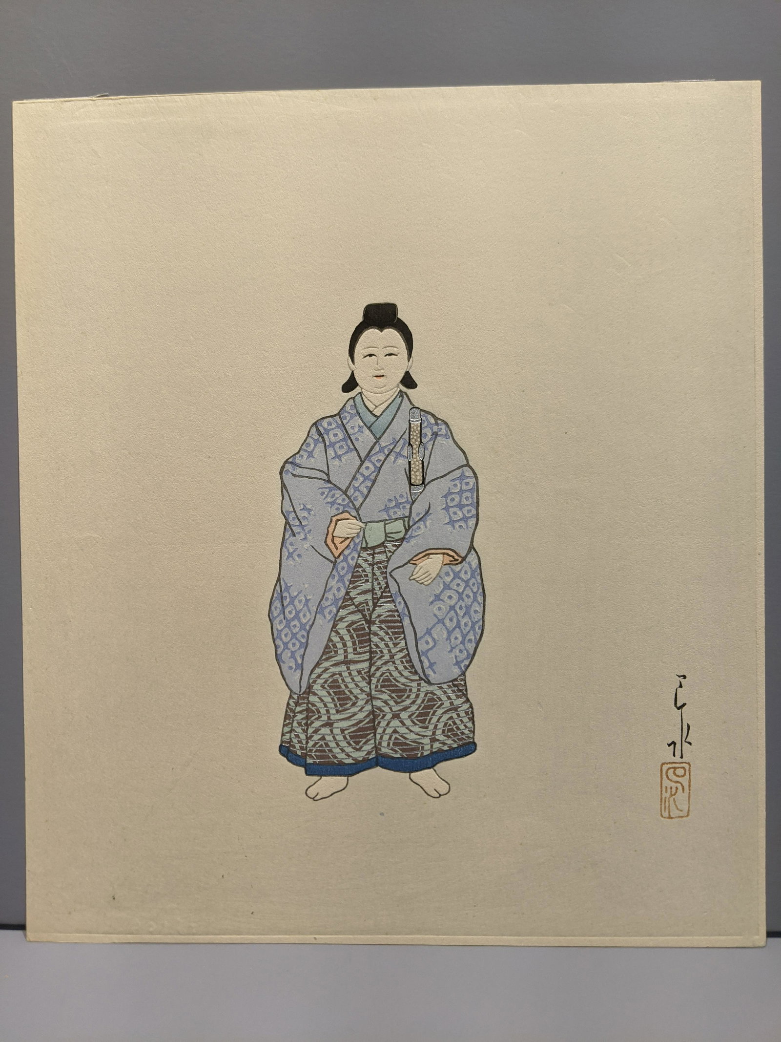 Kawase Hasui Japanese Woodblock Print Clay Doll: Kawase Hasui Japanese Woodblock Print Clay Doll Gyosho-Ningyo, 1935. Measurements in inches: 8 1/2 x 10 Condition:Normal wear with age Shipping:We offer in-house shipping. Item(s) will be packed after