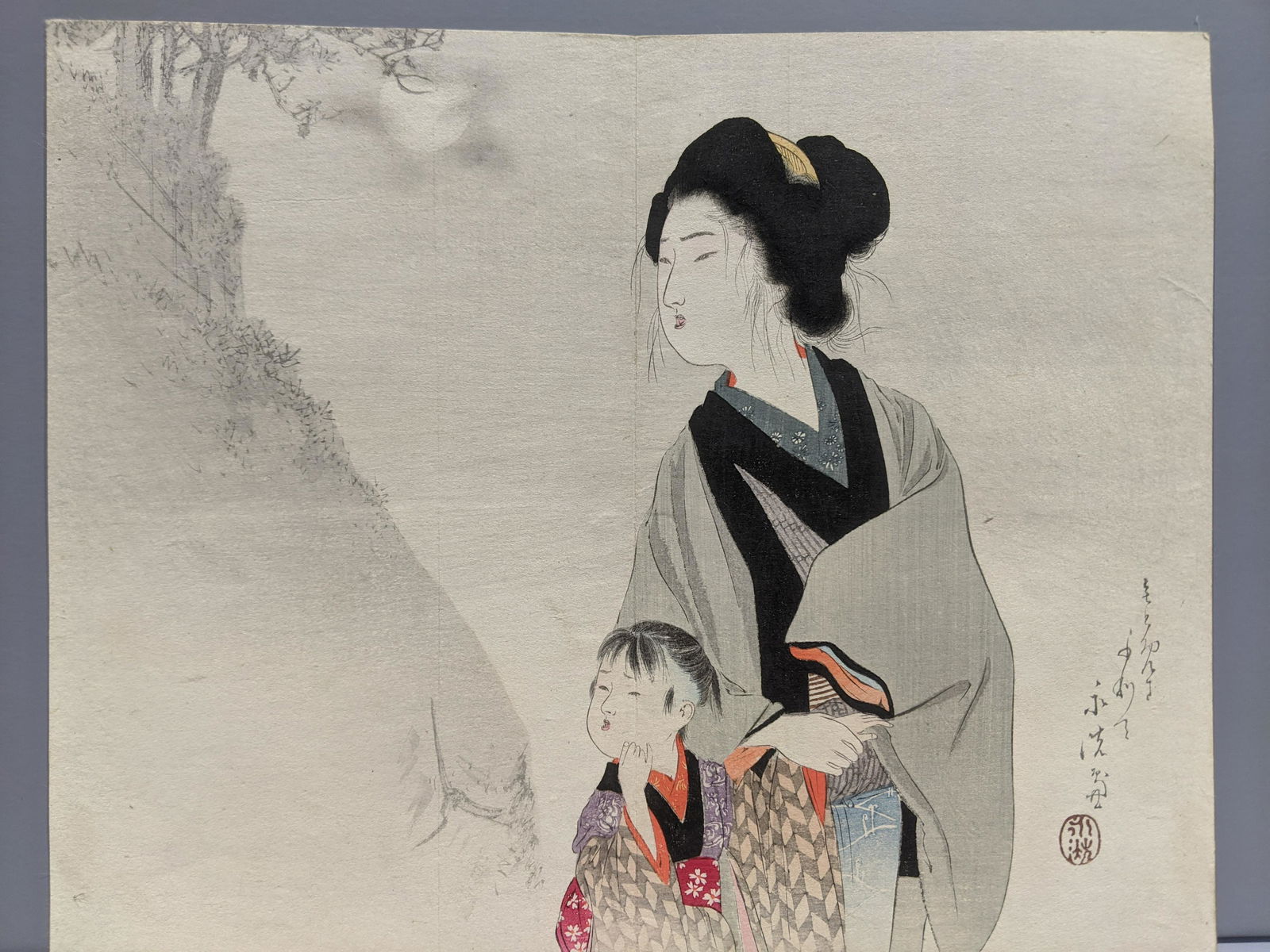 Tomioka Eisen Japanese Woodblock Print Mother (1 of 6)