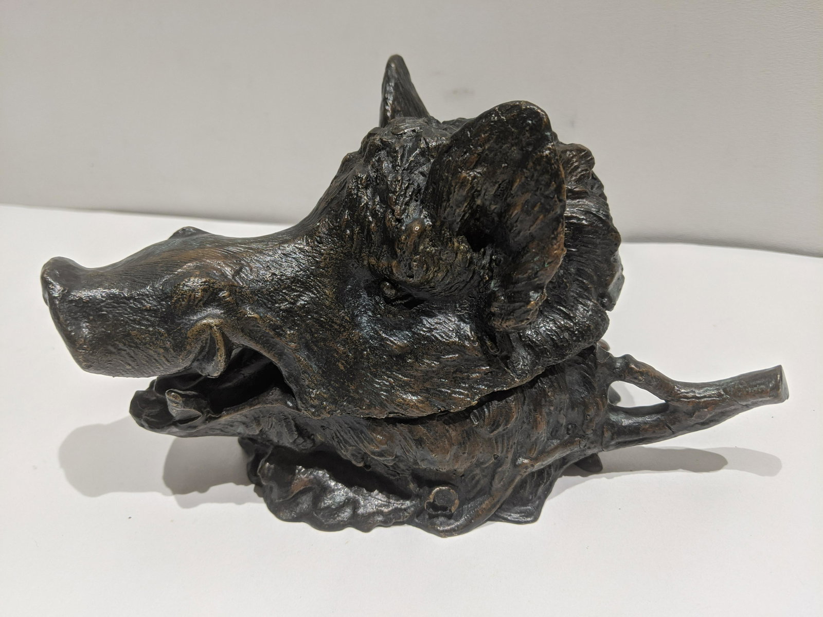1800's Fratin Bronze Boar's Head Inkwell (1 of 8)