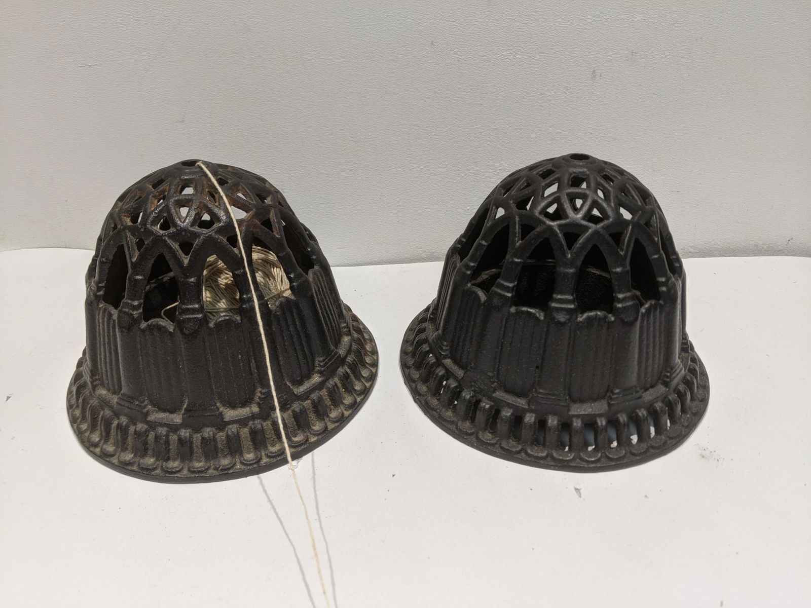 Pair Antique Cast Iron Bell Shaped String Holder (1 of 5)