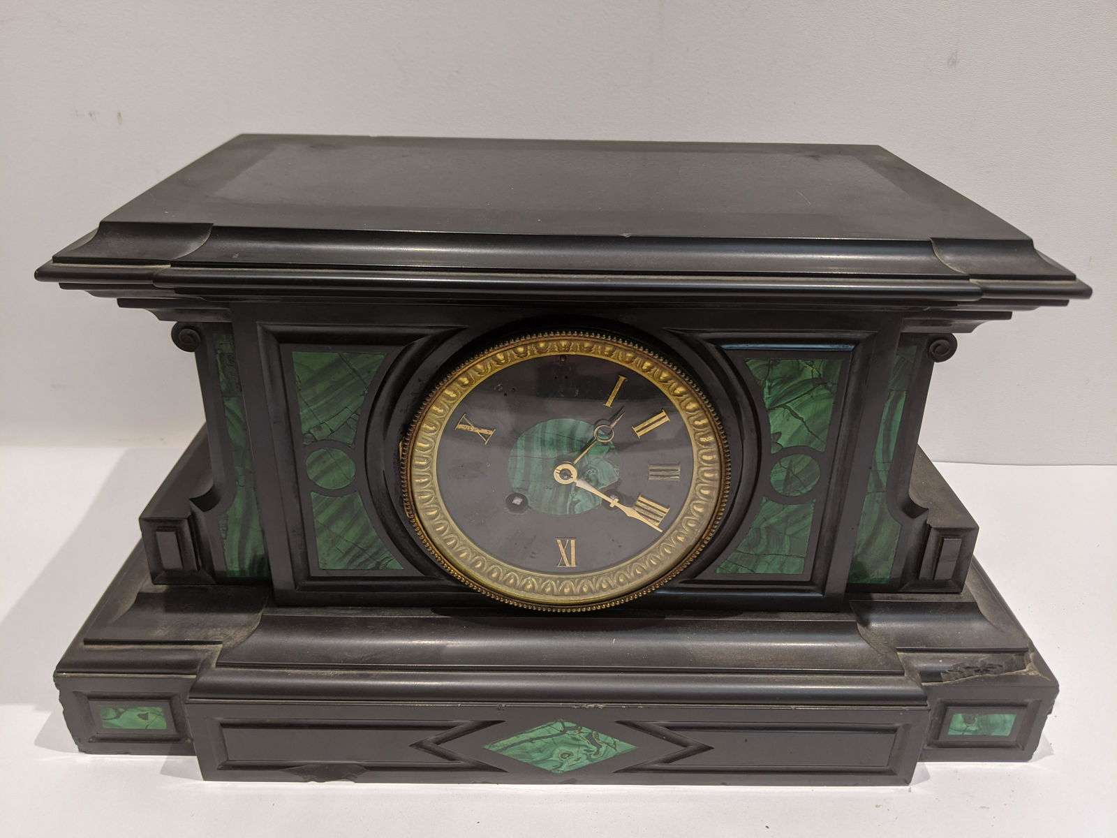 Antique Black Marble Grenier Paris Mantel Clock (1 of 8)