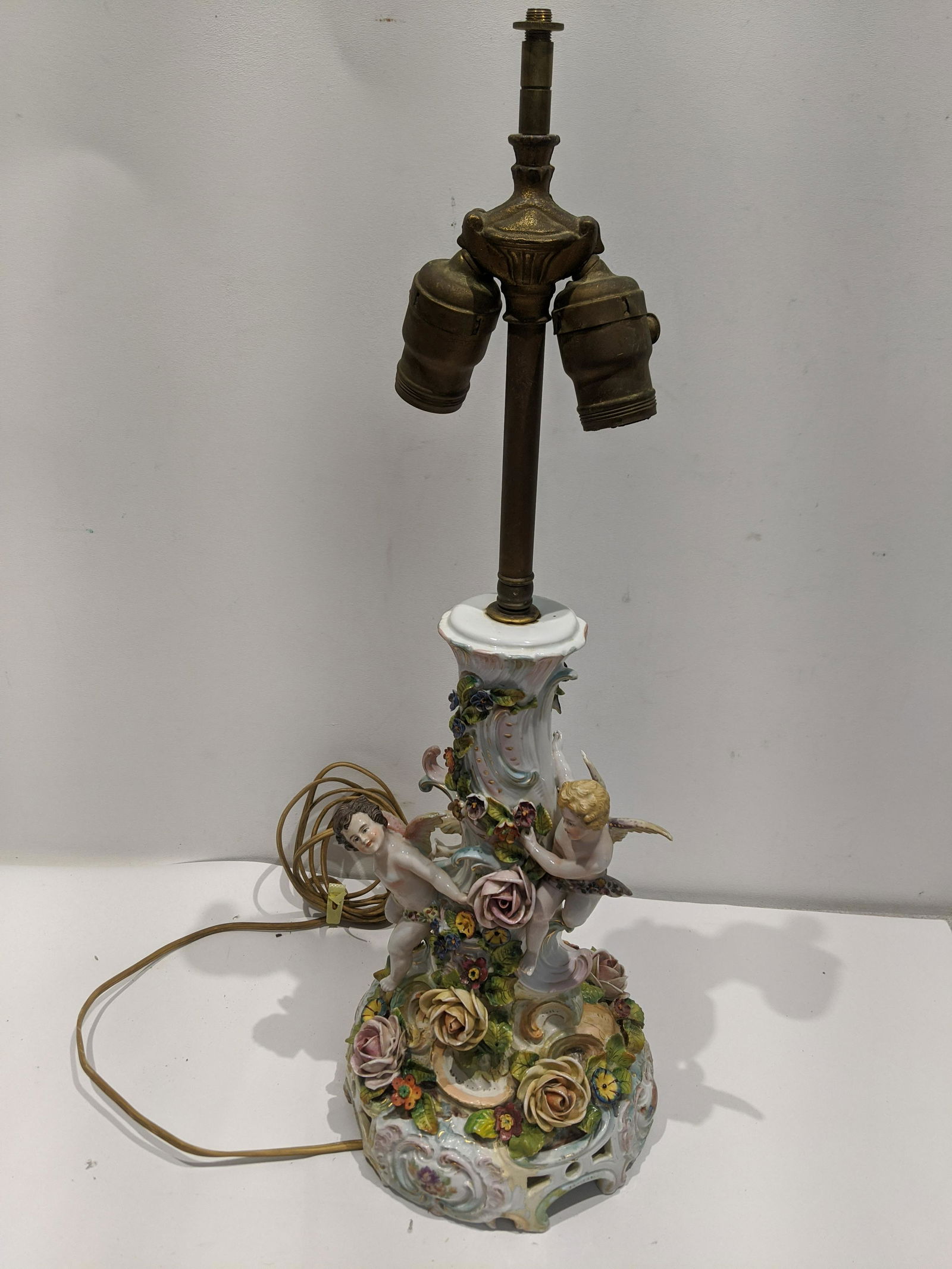 Vintage Dresden Germany Figural Cherub Table Lamp (1 of 8)