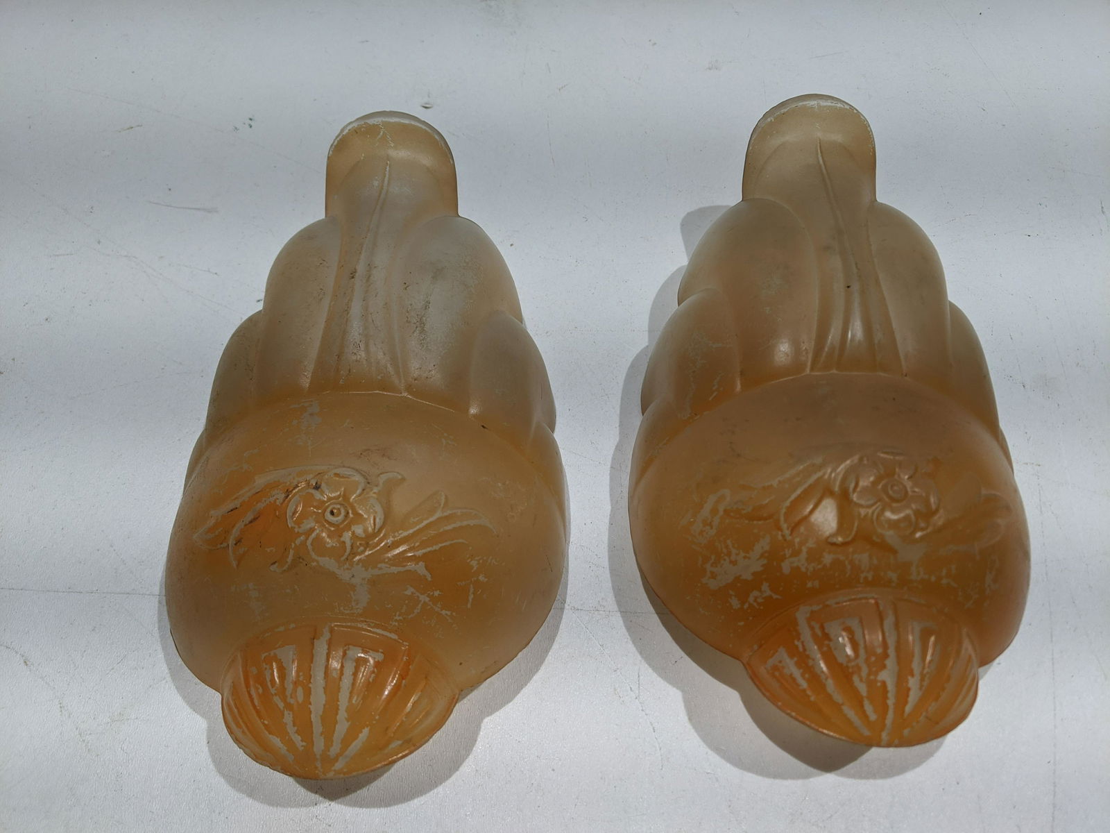 Pair c1930's Glass Art Deco Chandelier Slip Shades (1 of 4)