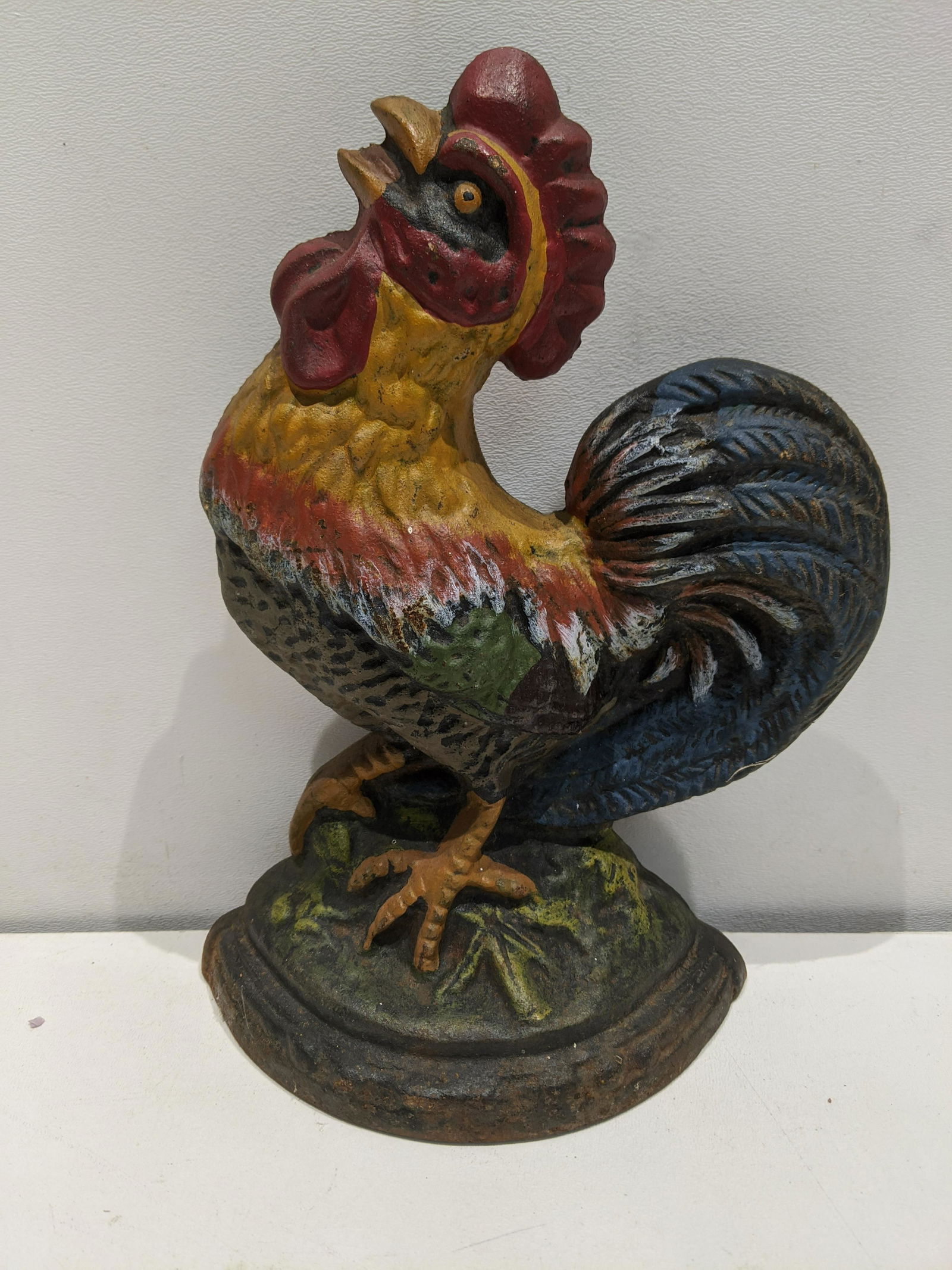 Antique Cast Iron Painted Rooster Door Stop (1 of 5)