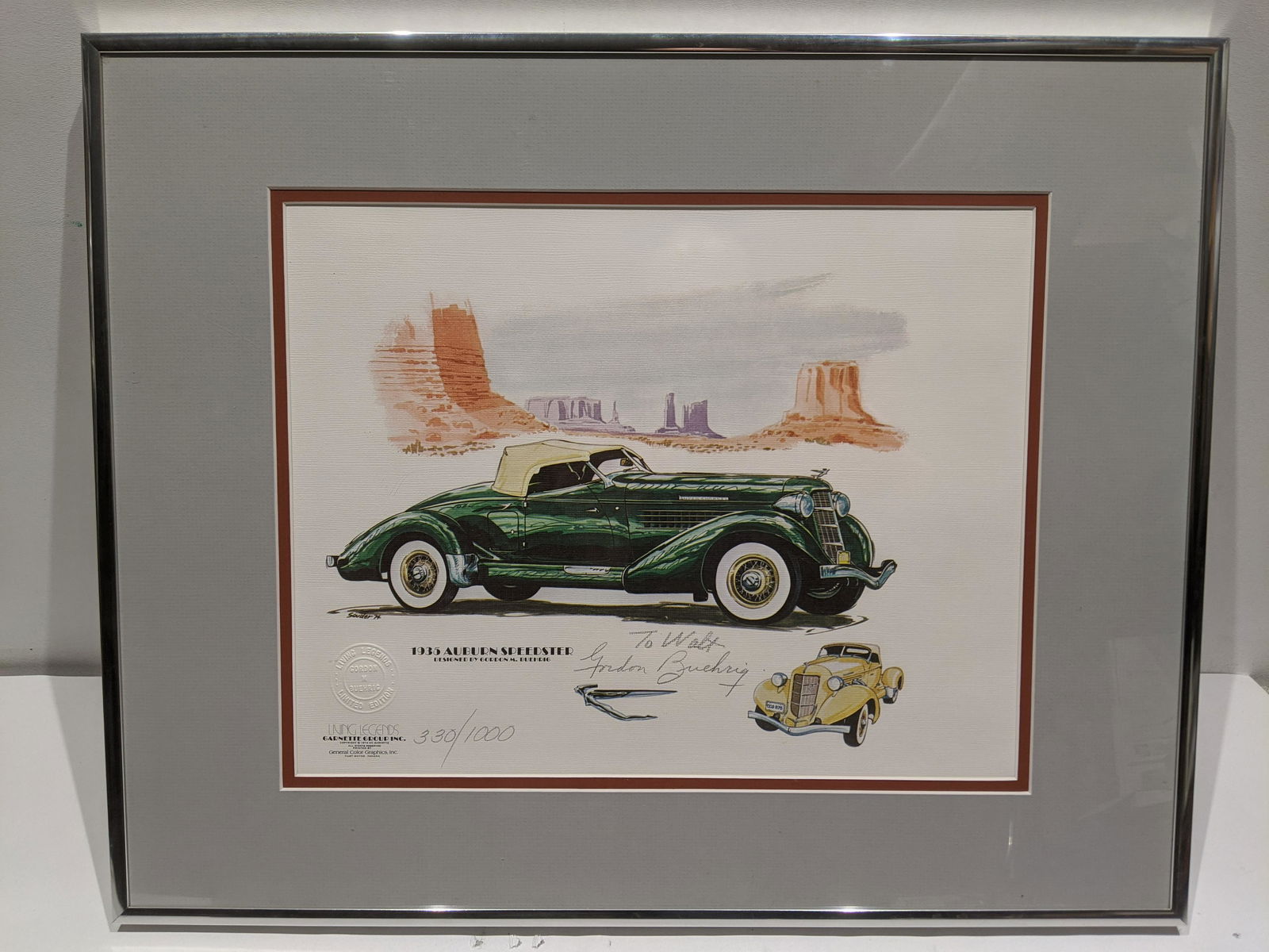 1935 Auburn Speedster Gordon Buehrig LTD Ed Lithograph (1 of 8)