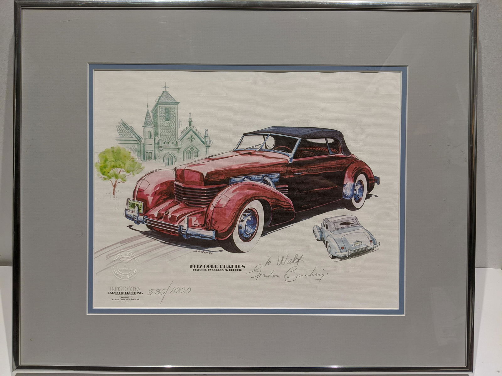 1937 Cord Phaeton Gordon Buehrig LTD Ed Lithograph (1 of 8)