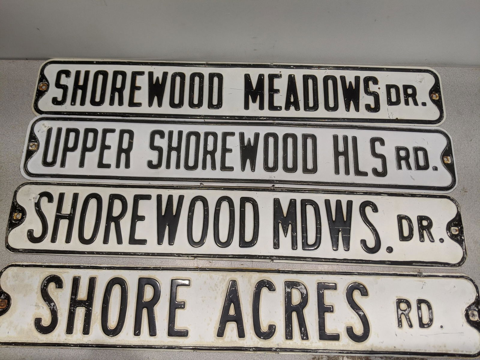 Lot 4 Old Embossed Metal Long Shore Street Signs (1 of 8)