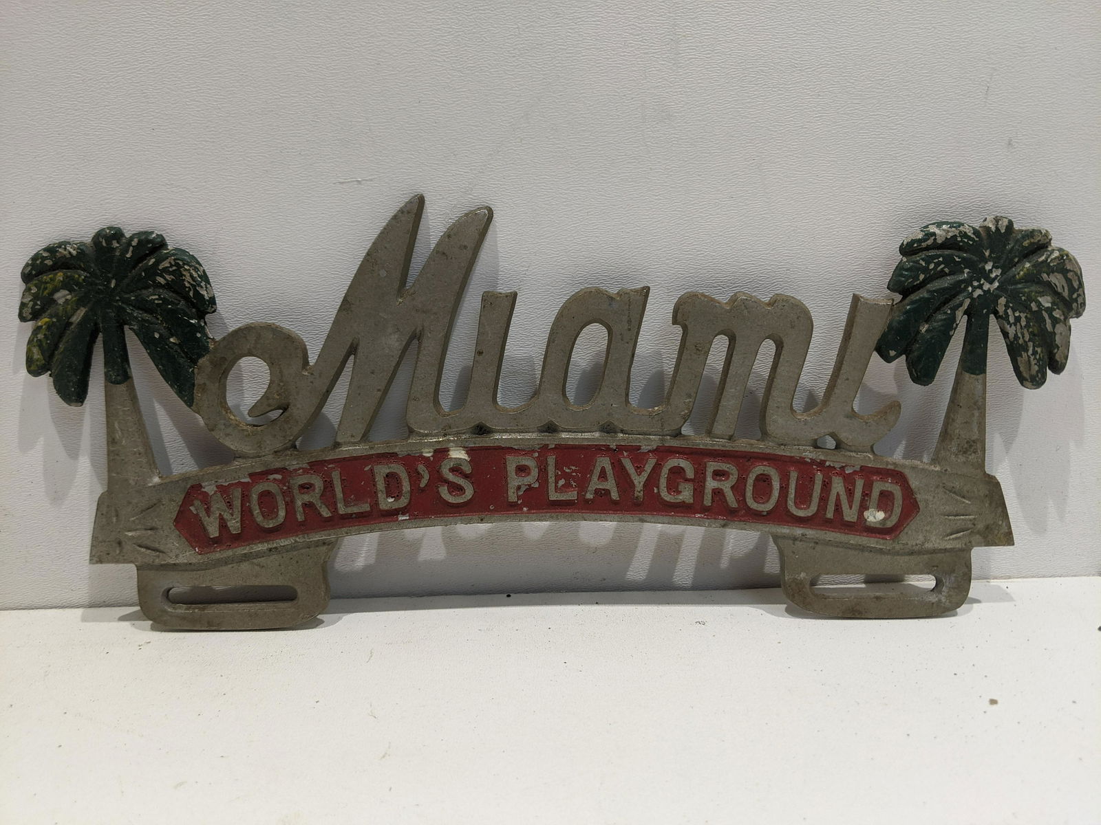 Vintage Miami World's Playground License Plate Bracket (1 of 5)