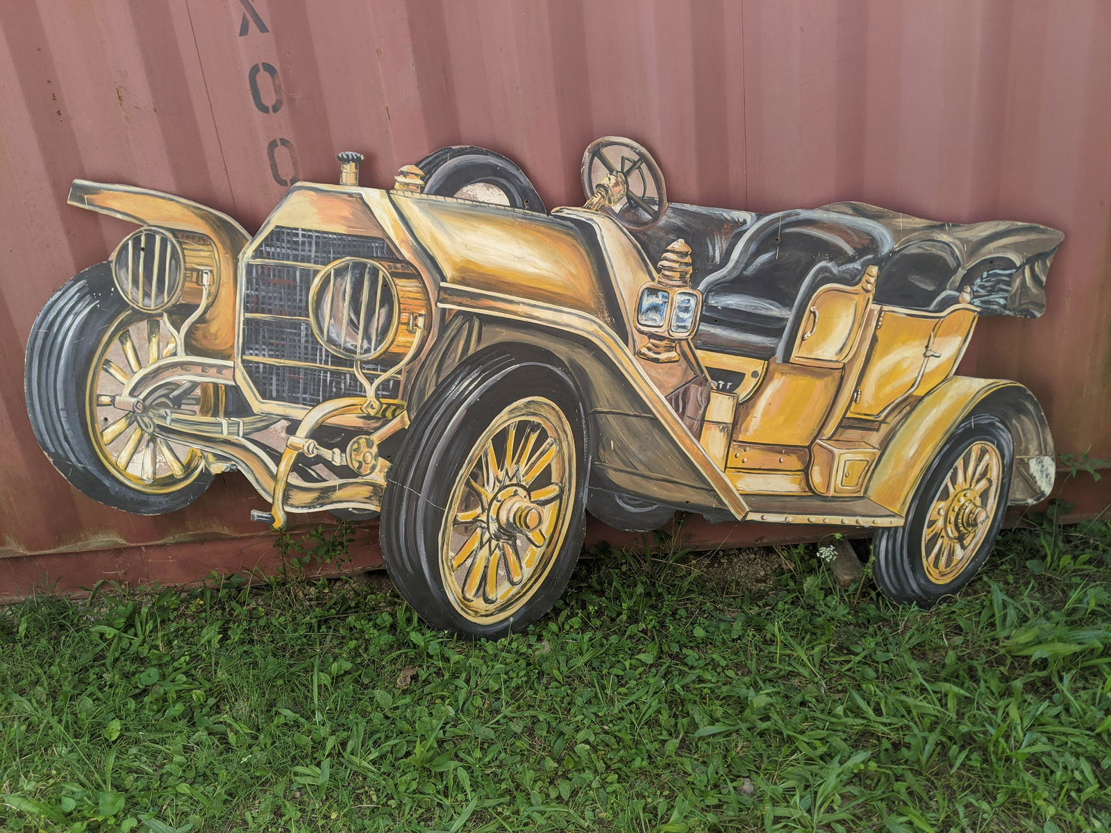 Vintage HUGE Painted Wood Open Touring Car Sign (1 of 11)