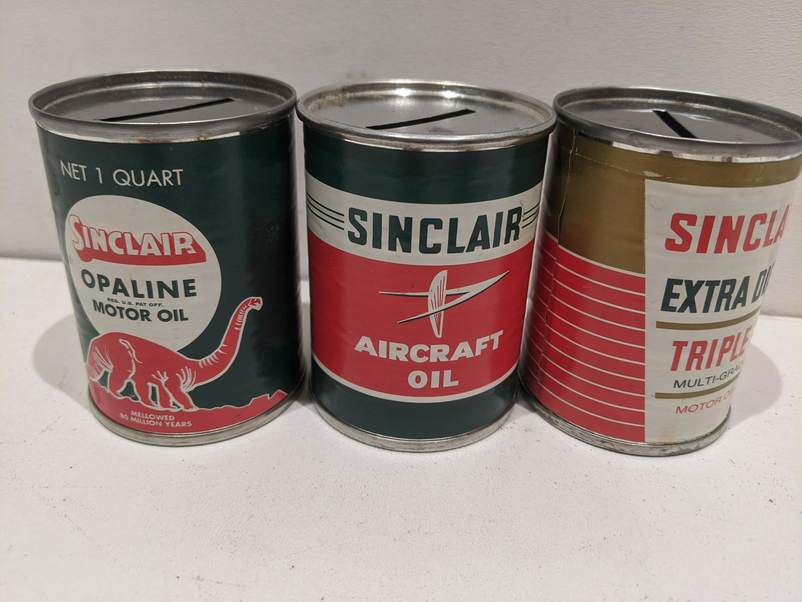 Lot 3 Vintage Sinclair Motor Oil Small Still Banks (1 of 5)