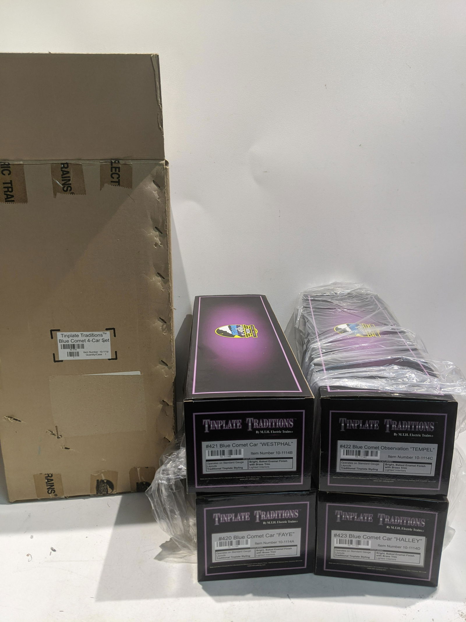 MTH Tinplate Traditions Blue Comet 4 Car Set NEW (1 of 8)