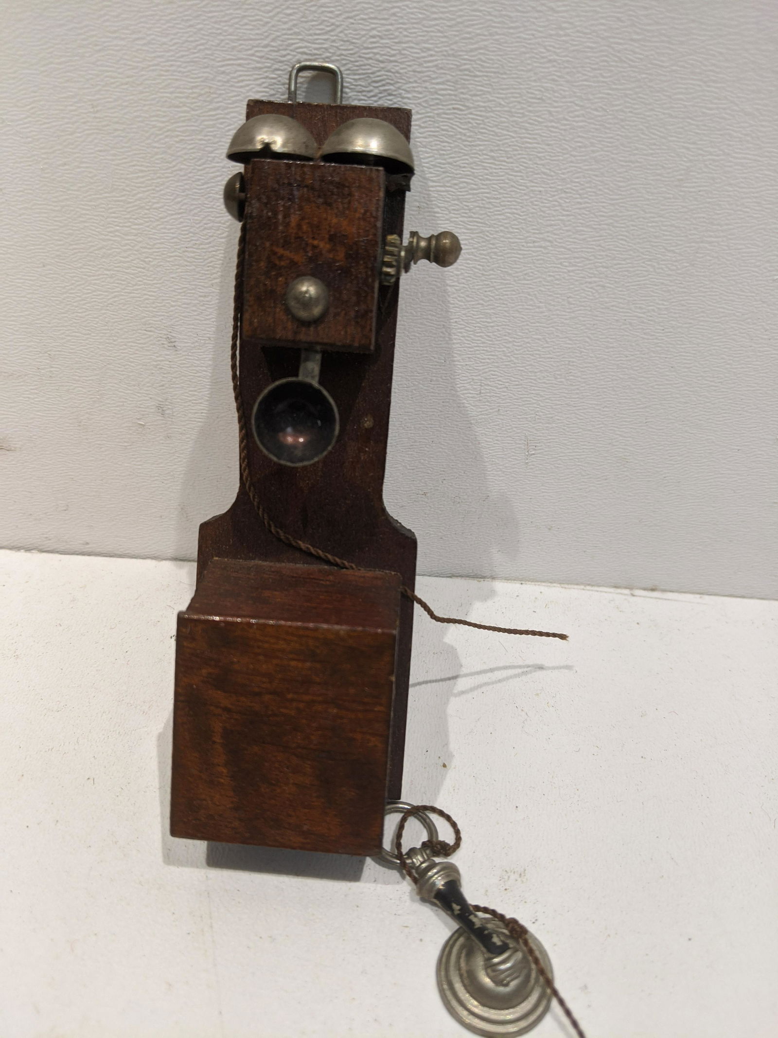 Antique Wood Wall Dollhouse Miniature Telephone (1 of 5)