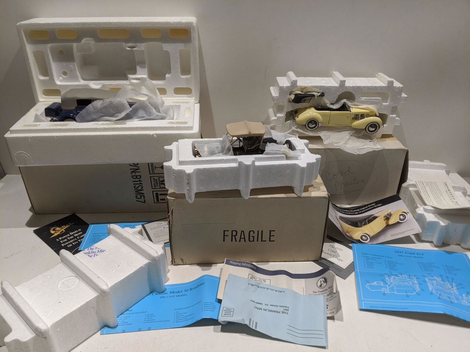 3 Franklin Mint 1/24 Scale Models Cadillac V16 Model 30 (1 of 7)