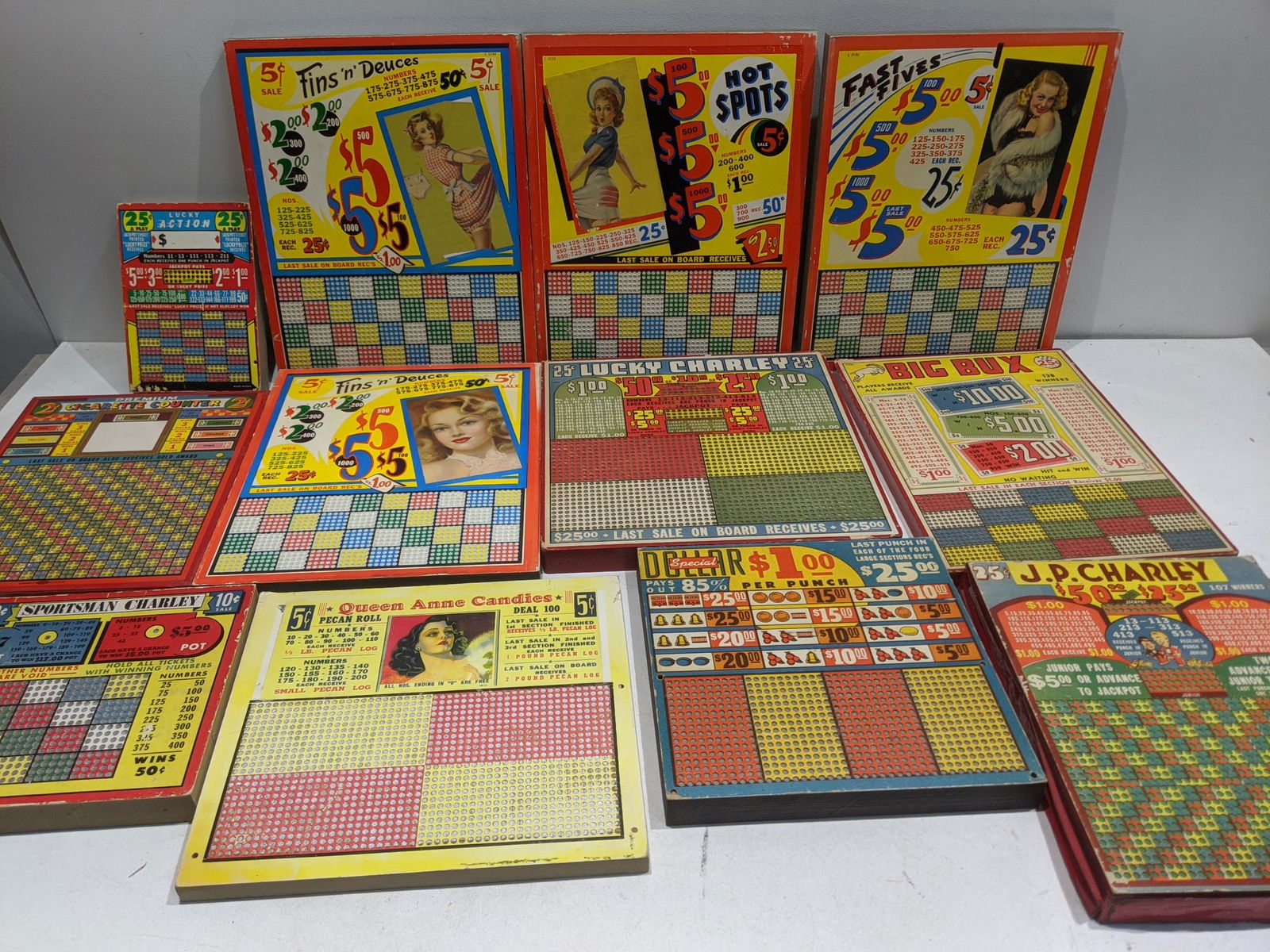 Lot 12 Punch Card Gambling Games Pinup Sports etc (1 of 13)
