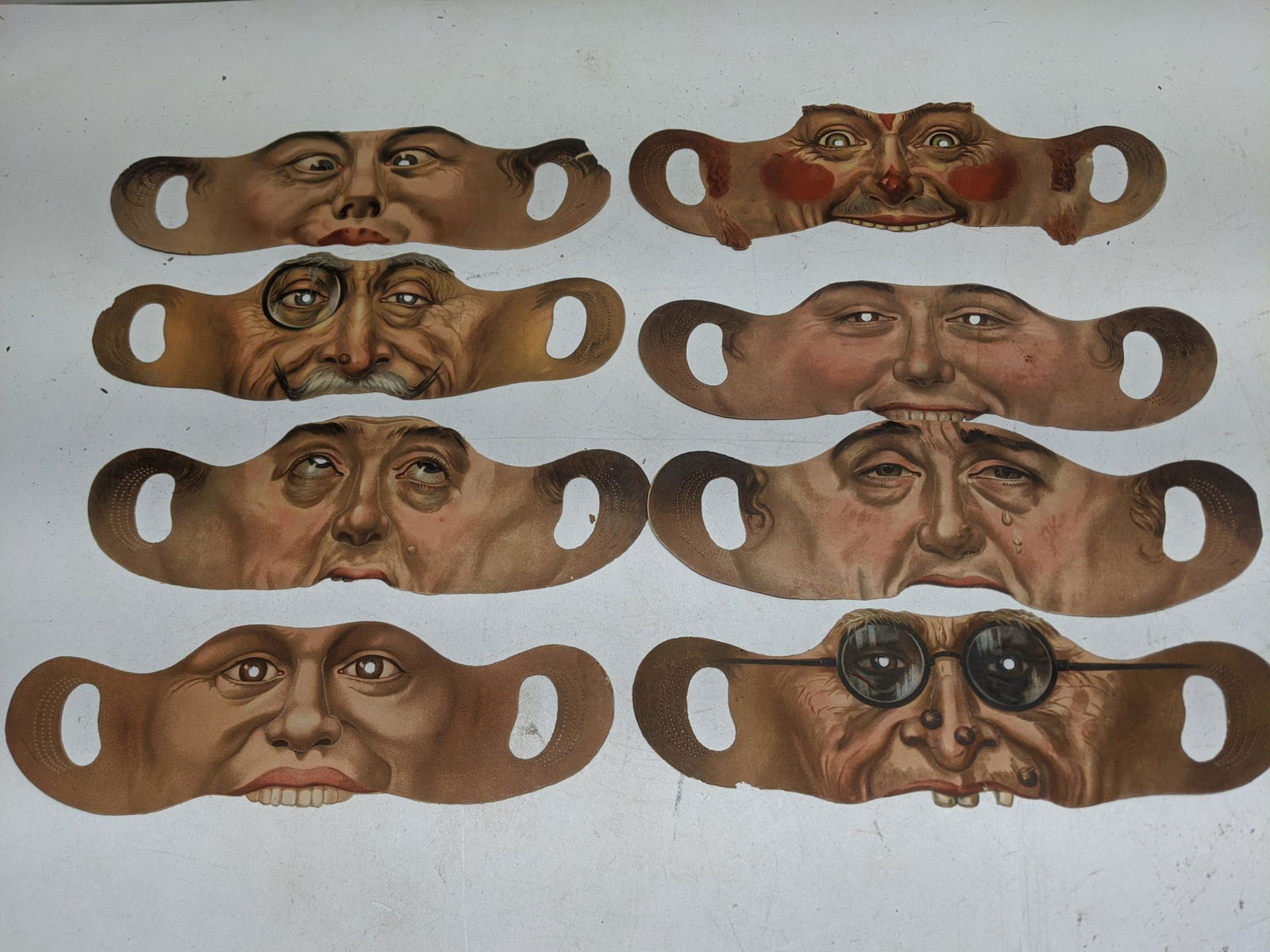 Lot 5 Antique Colored Lithograph German Character Masks (1 of 6)
