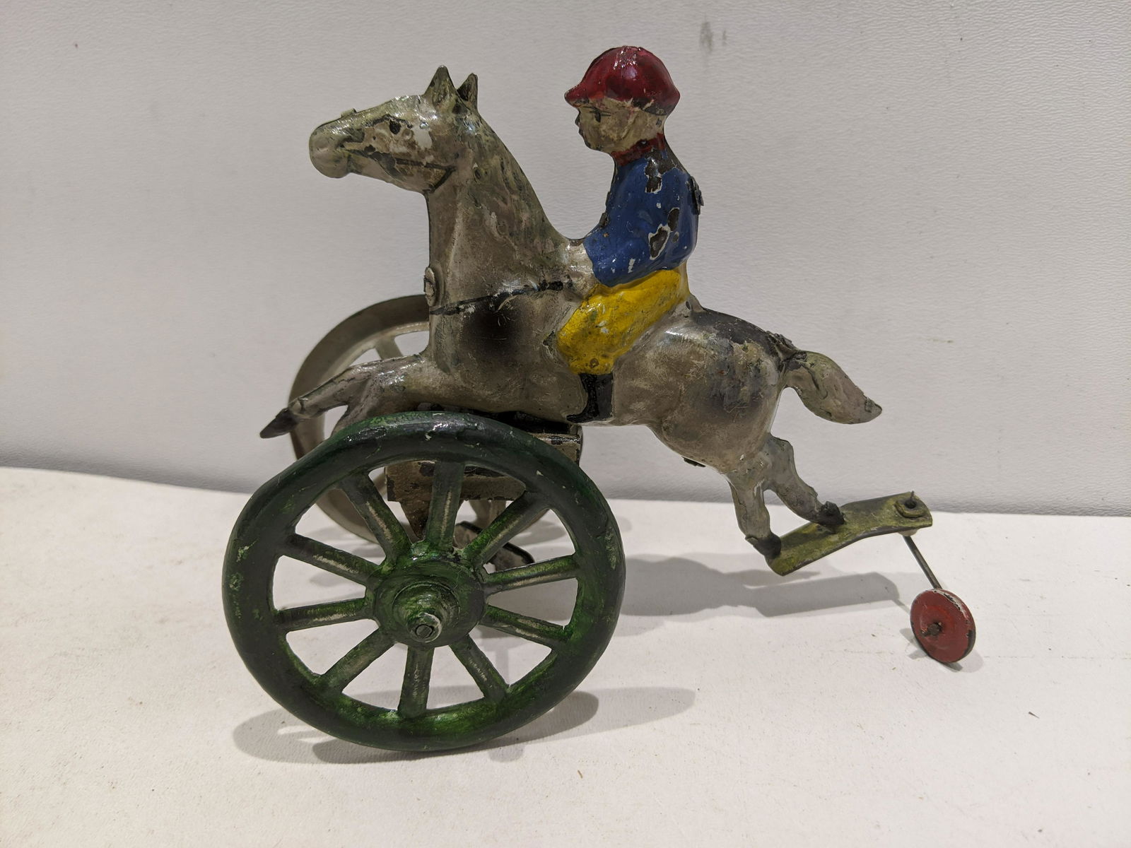 c1925 Hand Painted Tin German Wind-Up Horse Jockey (1 of 5)