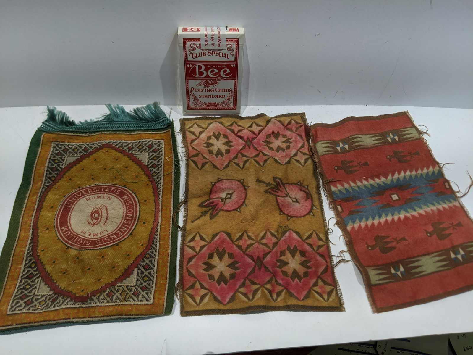 Lot 3 c1910 Miniature Dollhouse Rugs w/ Fringe (1 of 6)