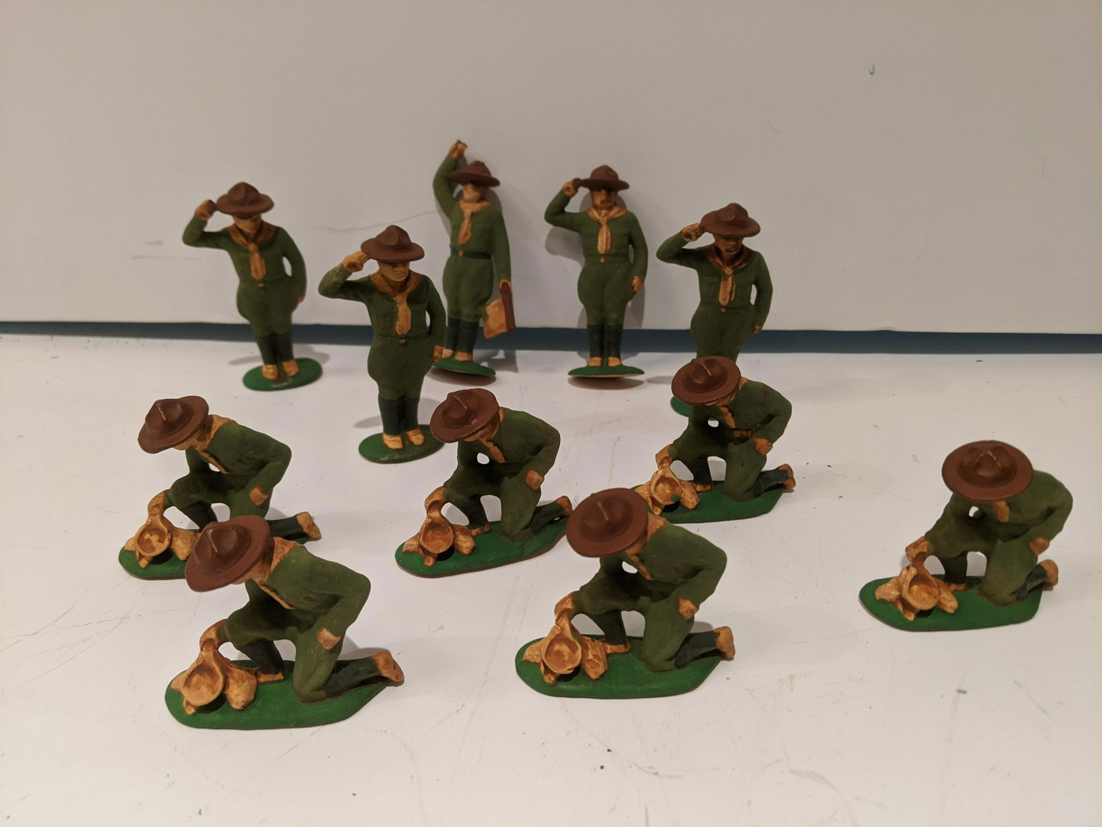 Lot 11 Painted Composition Boy Scout Figures (1 of 9)