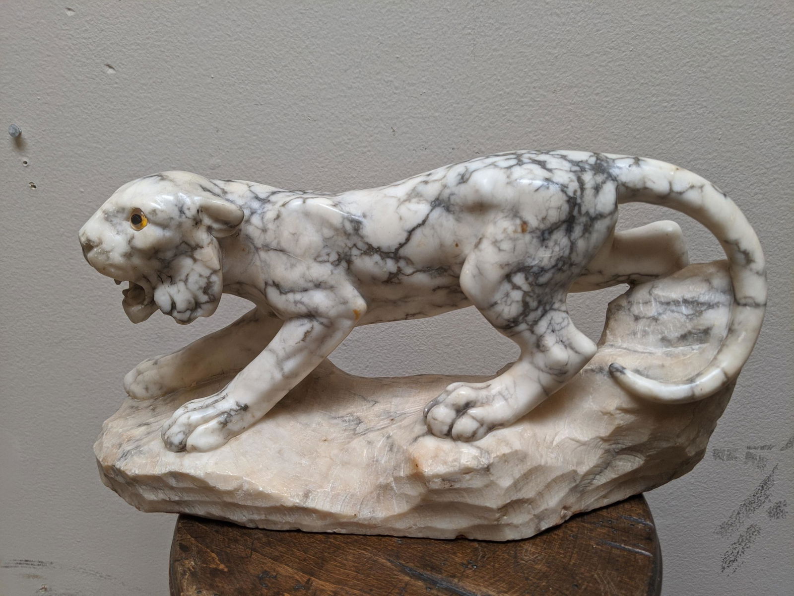 Antonio Argenti Marble Carved Tiger Sculpture (1 of 8)