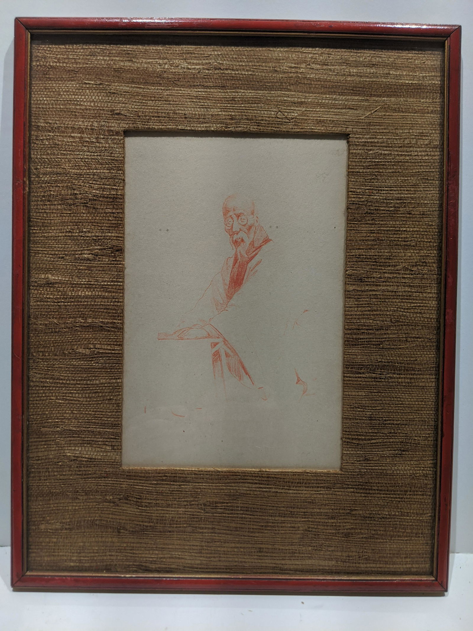 Victor Podgourski Red Crayon Drawing Old Chinese Man (1 of 6)