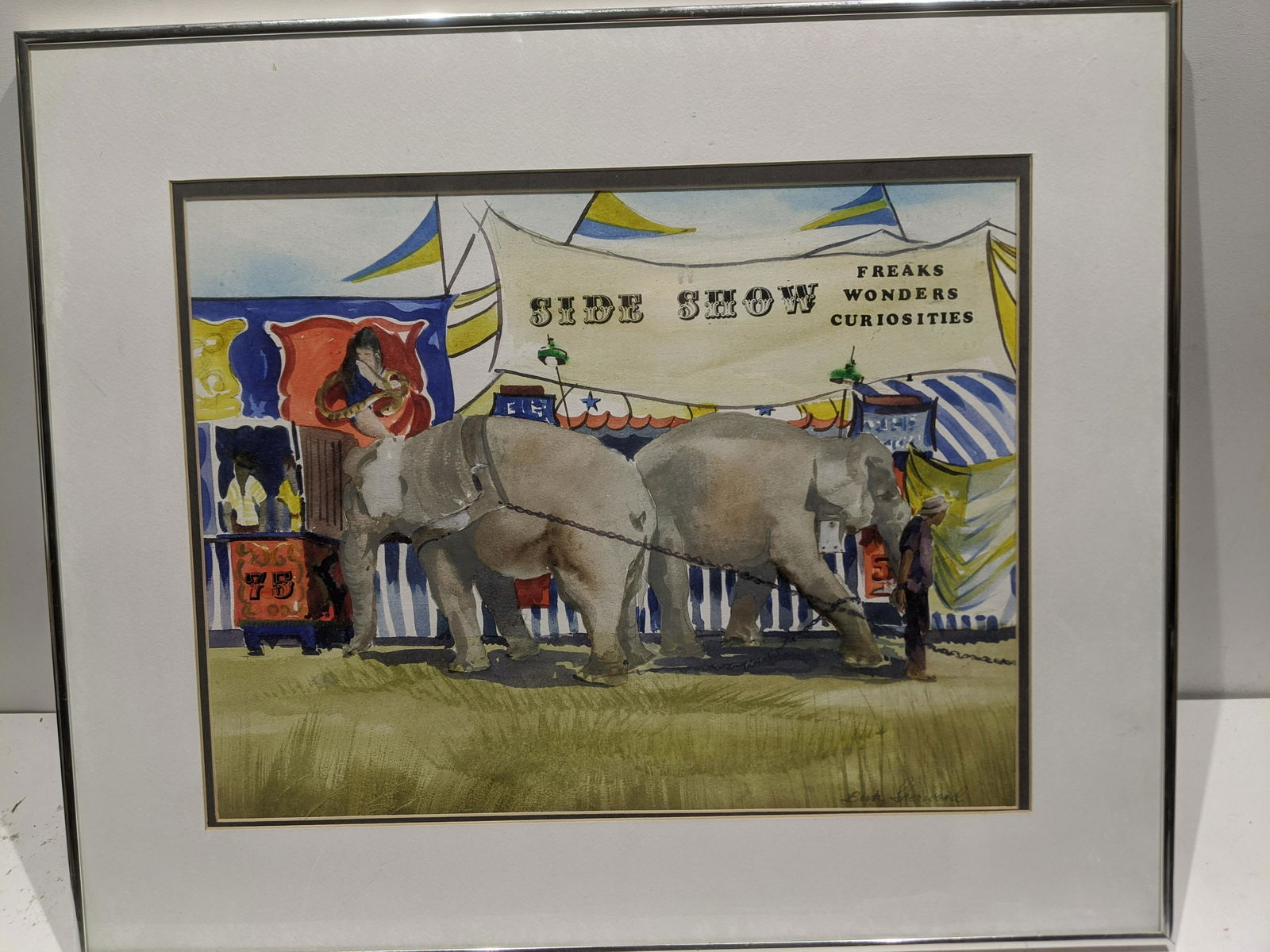 Bertha Sherwood Sideshow Elephants Watercolor Painting (1 of 14)