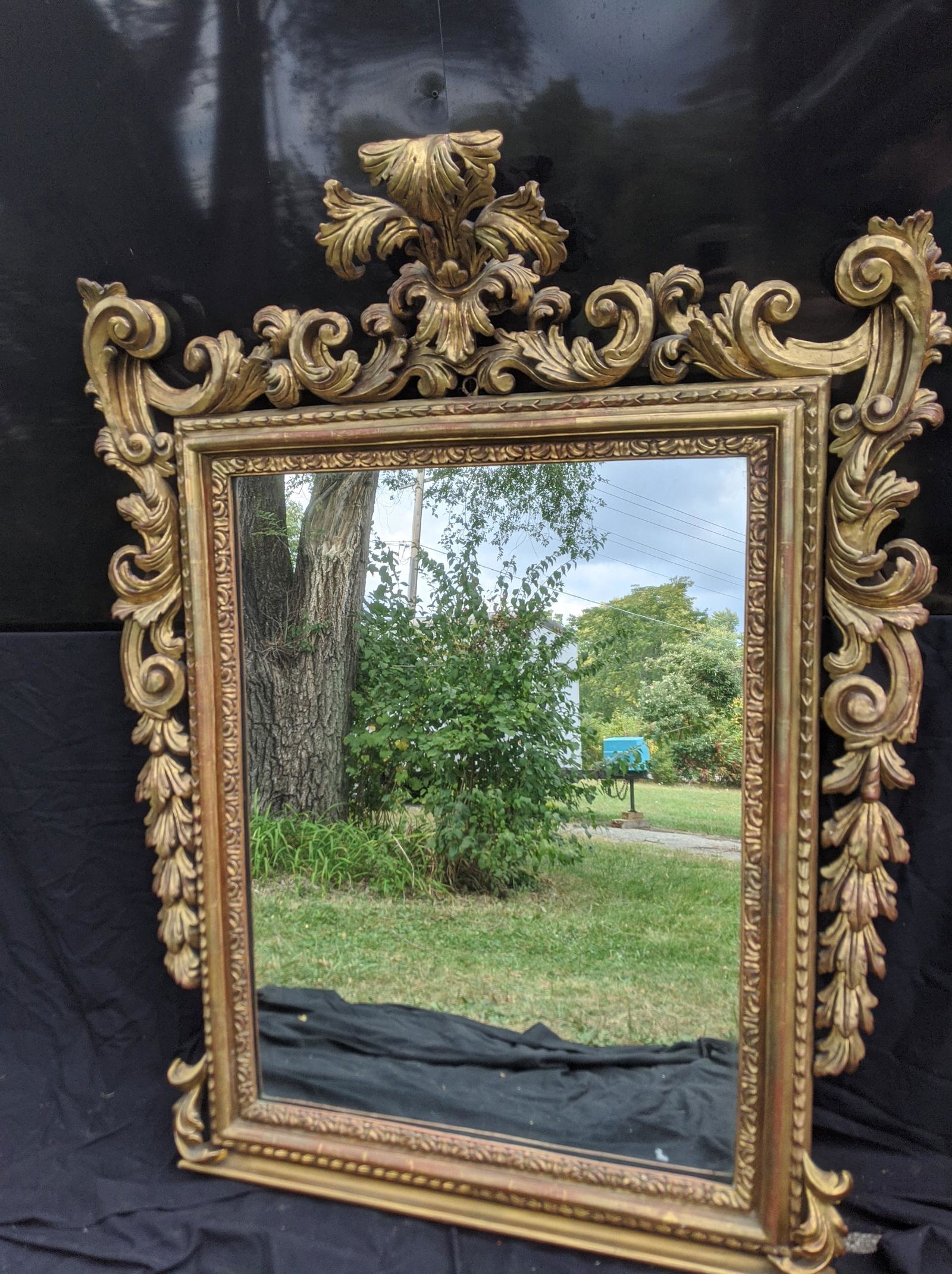 Antique Carved French Wood Large Ornate Wall Mirror (1 of 11)