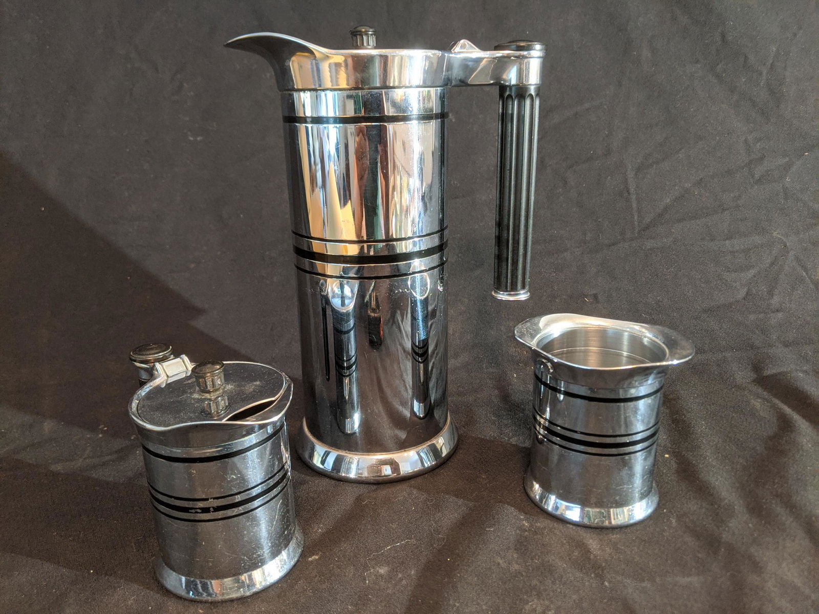 1930's 3 pcs Art Deco Chrome Sunbeam Coffee Set (1 of 7)