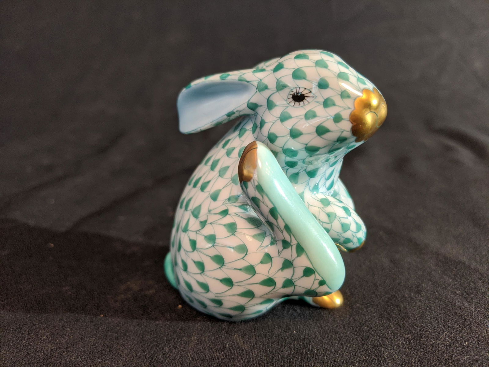 Herend Green & White Rabbit Figurine (1 of 5)