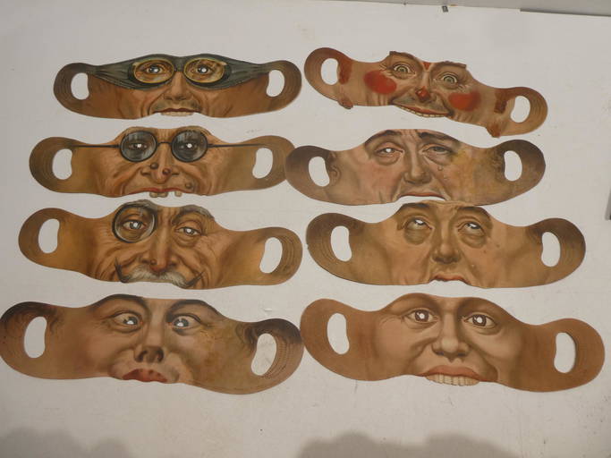 Lot 8 1920 30's Paper Character German Face Masks