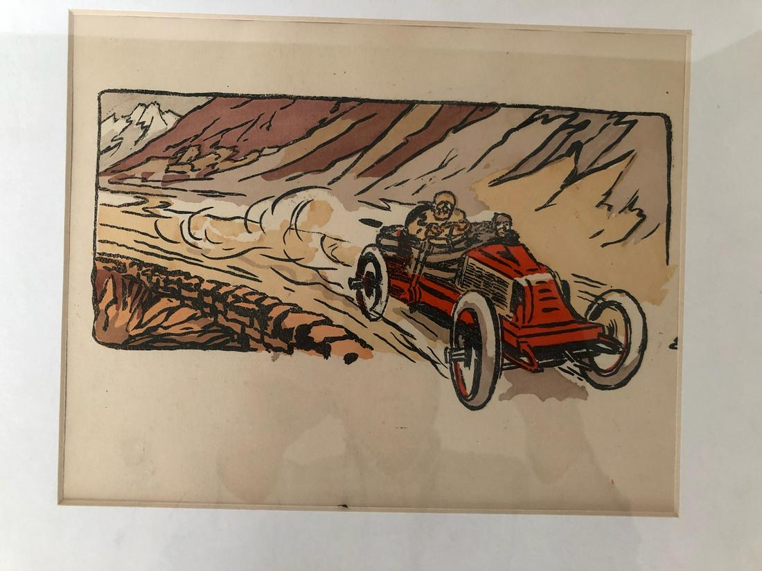 Original Ernest Montaut Race Car Framed Lithograph: Original Ernest Montaut Race Car Framed Lithograph. Measurements in inches: 11 x 14 Condition:Good with no problems Shipping:We offer in-house shipping. Item(s) will be packed after invoice is paid an