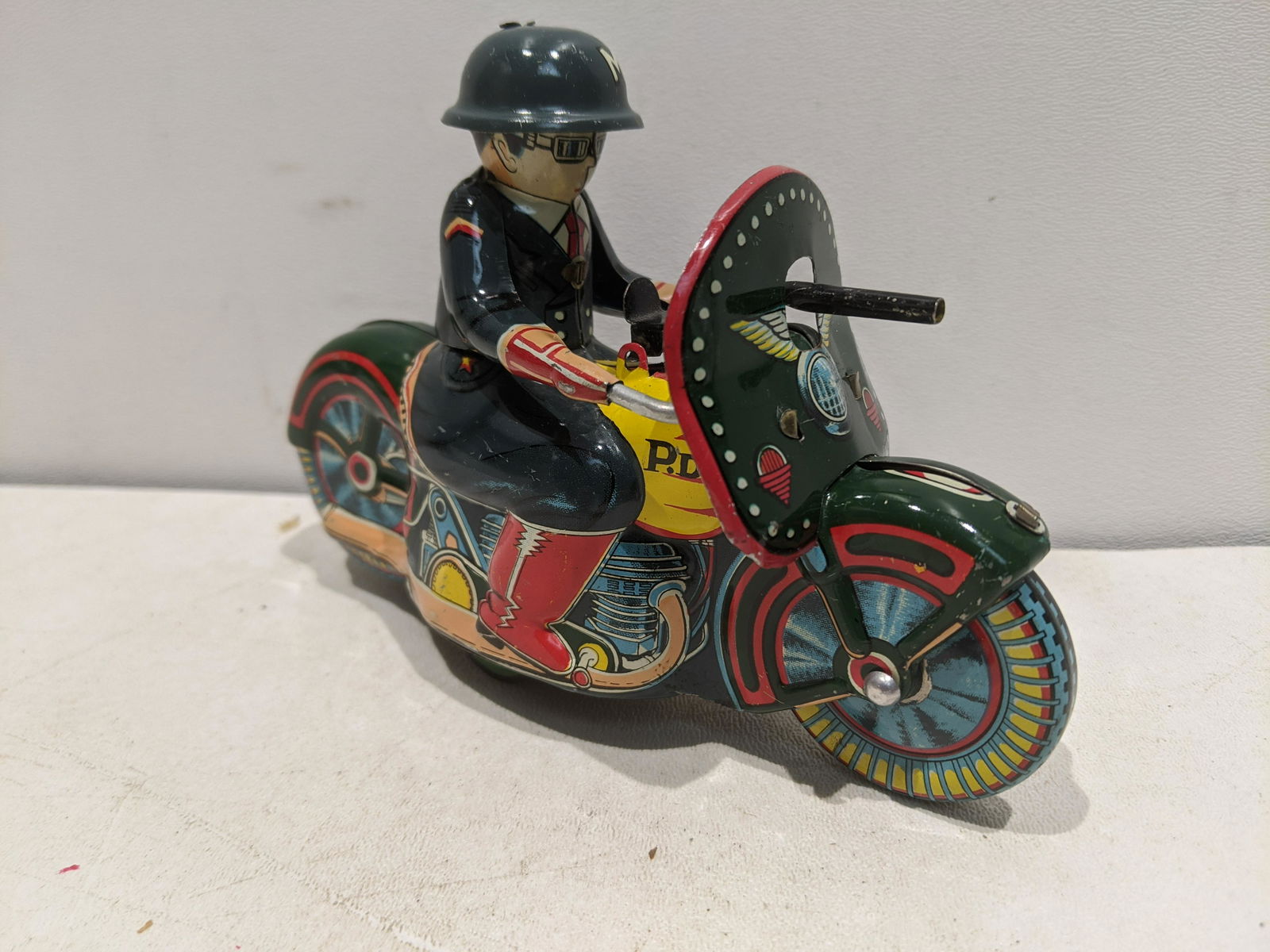 Japan Tin Litho Friction Police Dept Motorcycle (1 of 5)