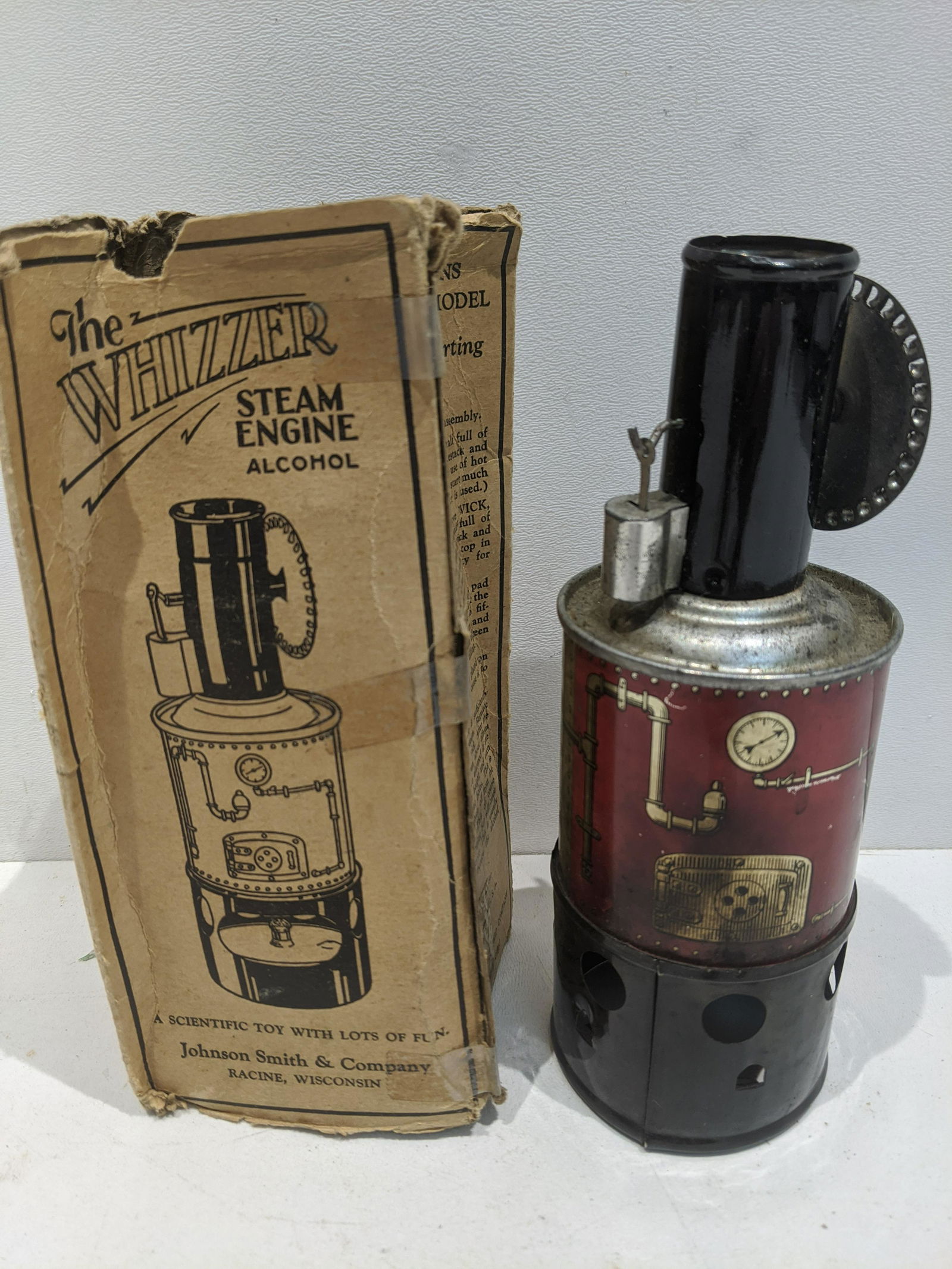 1930's Tin Litho Johnson Smith Whizzer Steam Engine (1 of 7)
