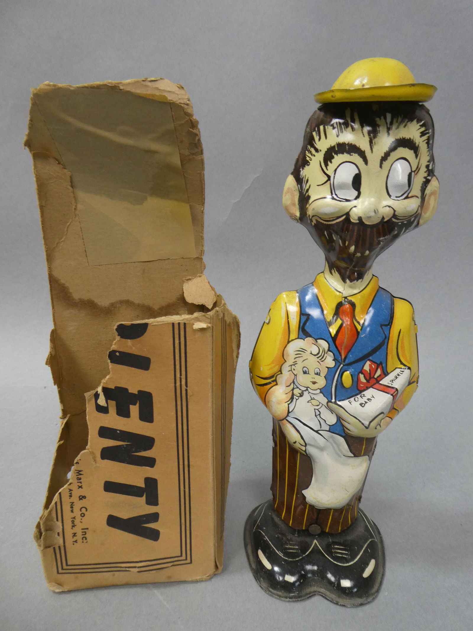 1930's Marx Tin Litho Wind Up BO Plenty w/ Partial Box (1 of 4)