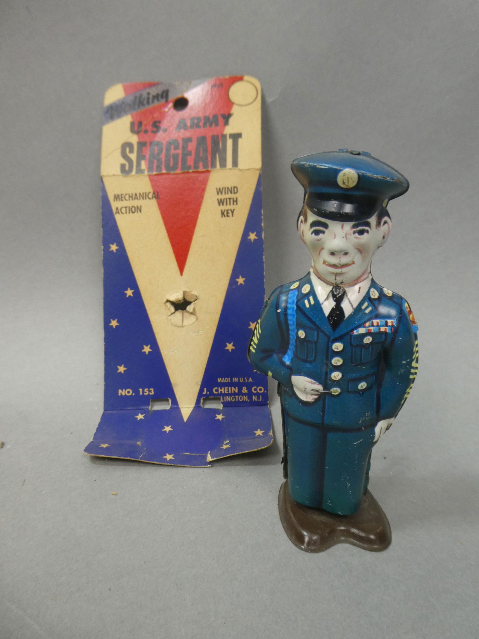50's J Chein Tin Litho Wind UP Walking US Army Sergeant (1 of 6)