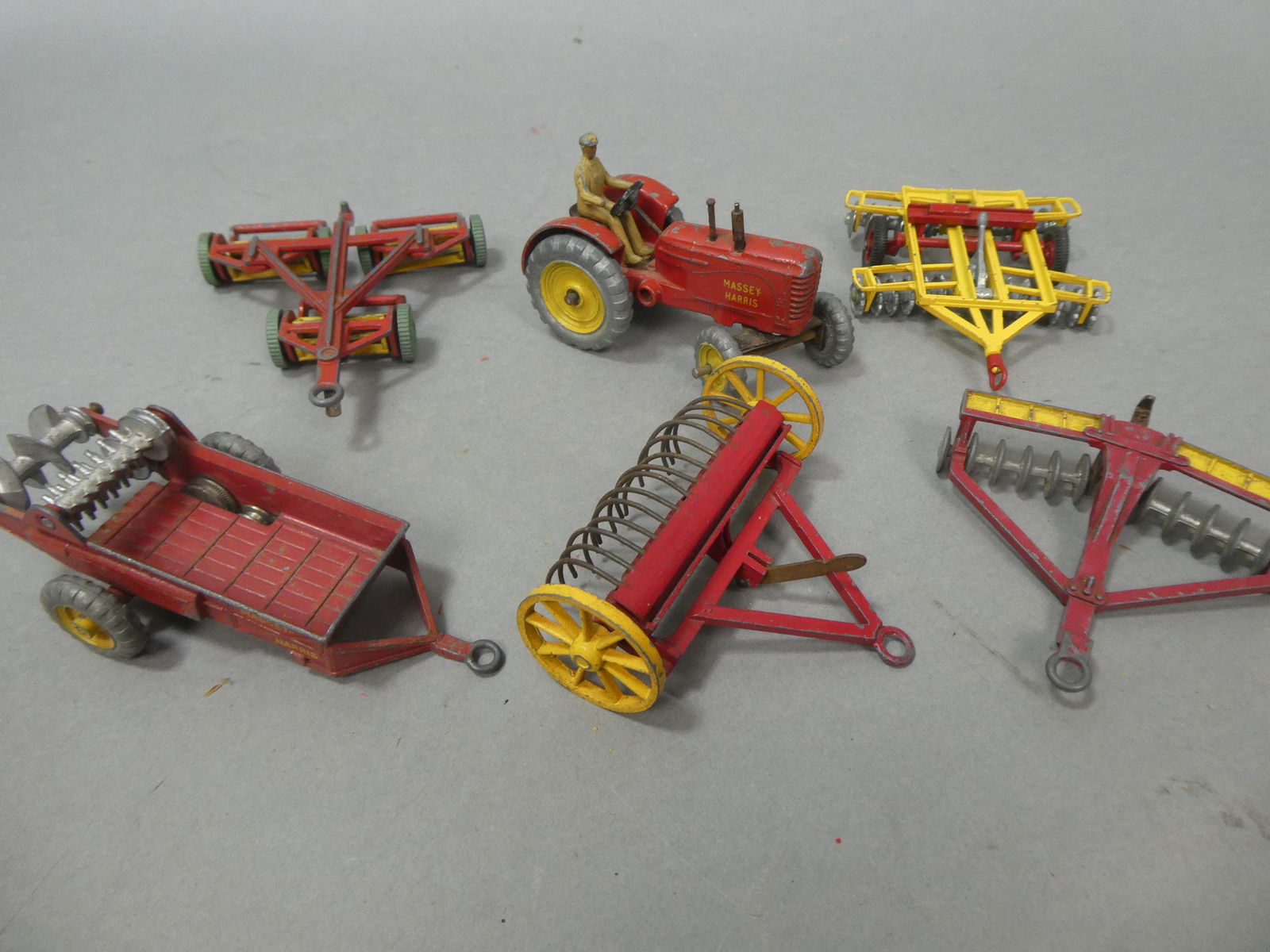 c1948 Dinky Toys Die Cast Massey Harris Tractor Set (1 of 7)