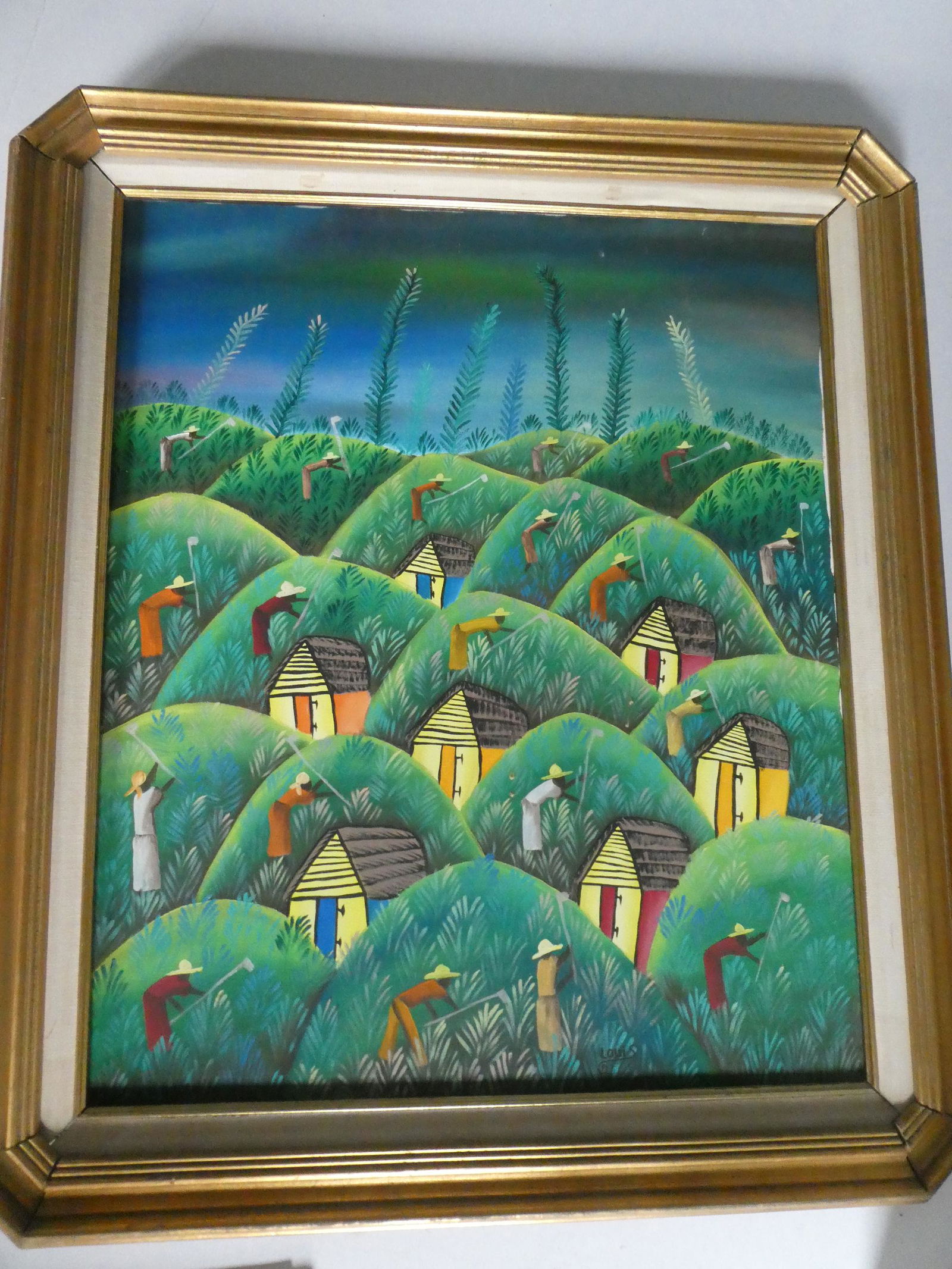 Signed Louis Haitian Oil Painting Working in Field. (1 of 12)